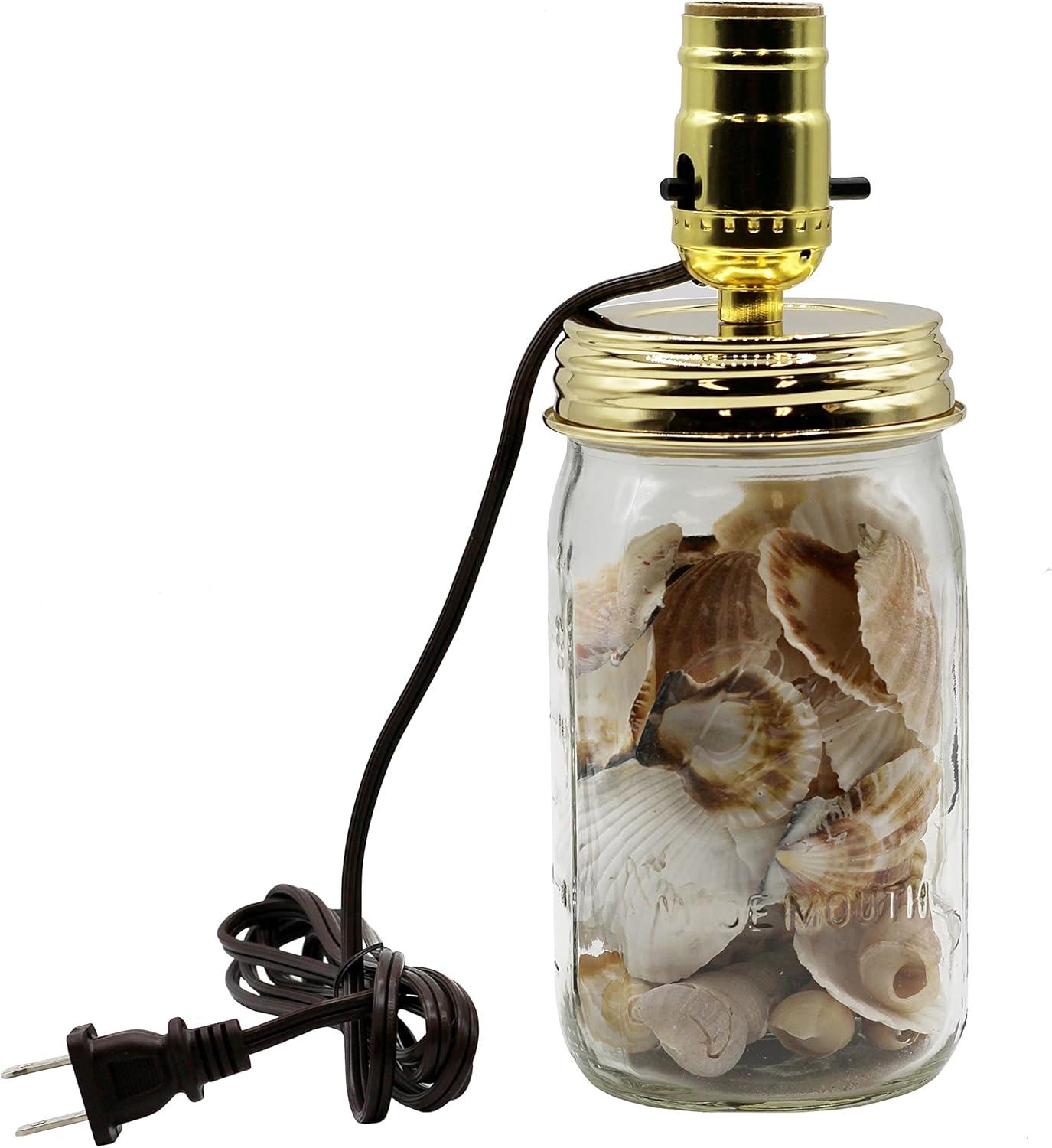 Creative Hobbies Mason Jar Lamp Making Kit is Pre-Wired and Easy to Use Gold Color Lid Socket