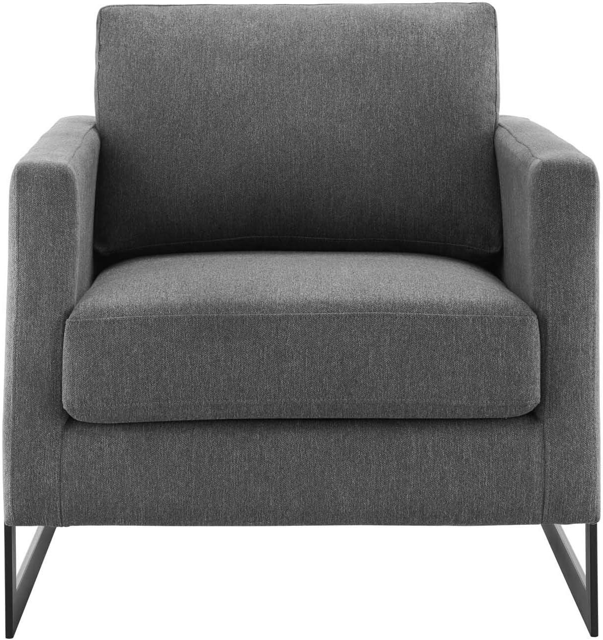 Modway Posse Upholstered Fabric Upholstered Accent Chair in Black and Charcoal