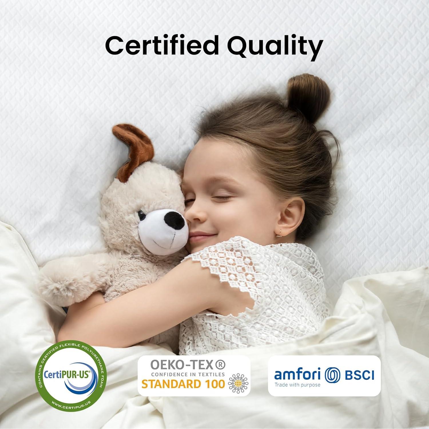 Marsail Twin Size Memory Foam Mattress Topper, 2 Inch Cooling Gel Infused Mattress Topper with Soft Cover, CertiPUR-US and Oeko-TEX Certified, Suitable for Sofa, RV, Camping