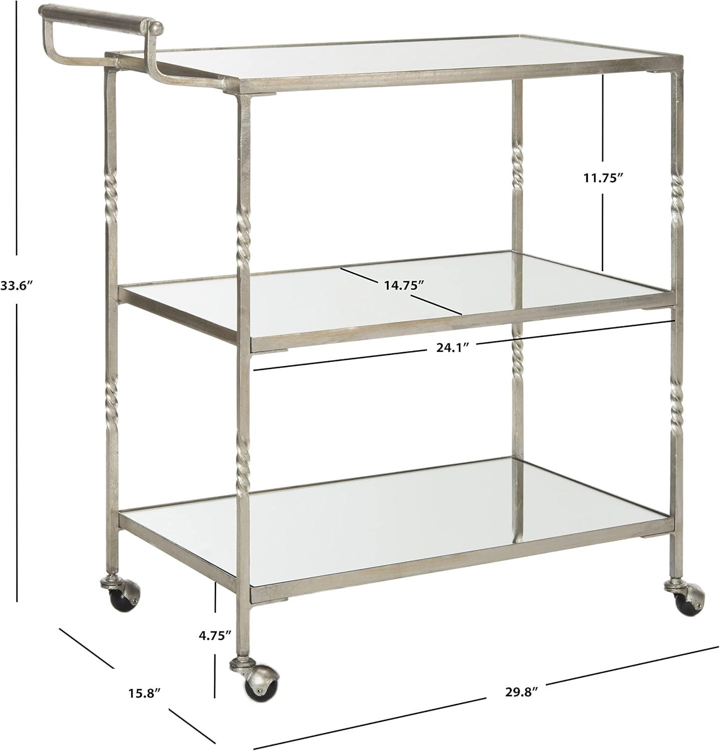 Aurelius Bar Cart - Silver/Mirror - Safavieh