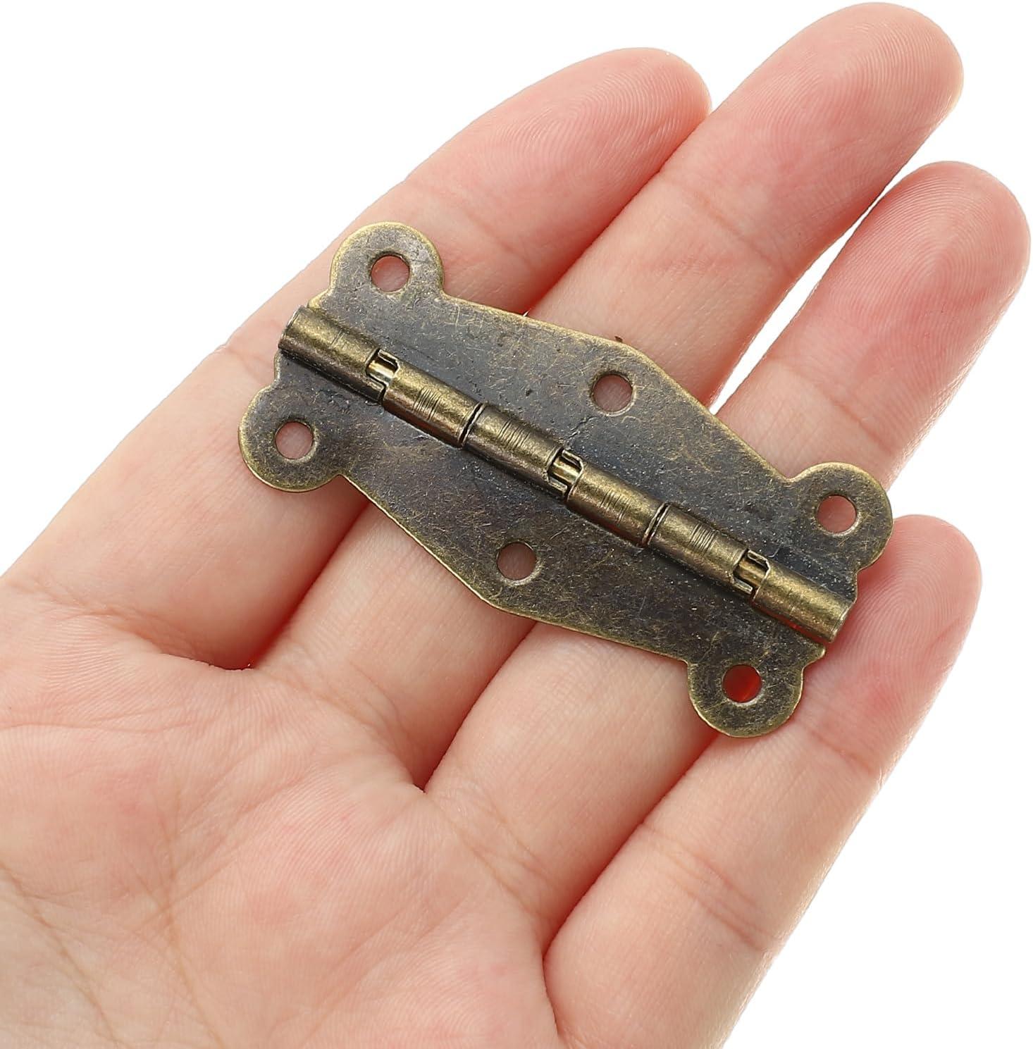 Uxcell Small Box Hinges 2 Inch, 10 Pack 180-Degree Butterfly Decorative Hinges Jewelry Box Hardware, Gold