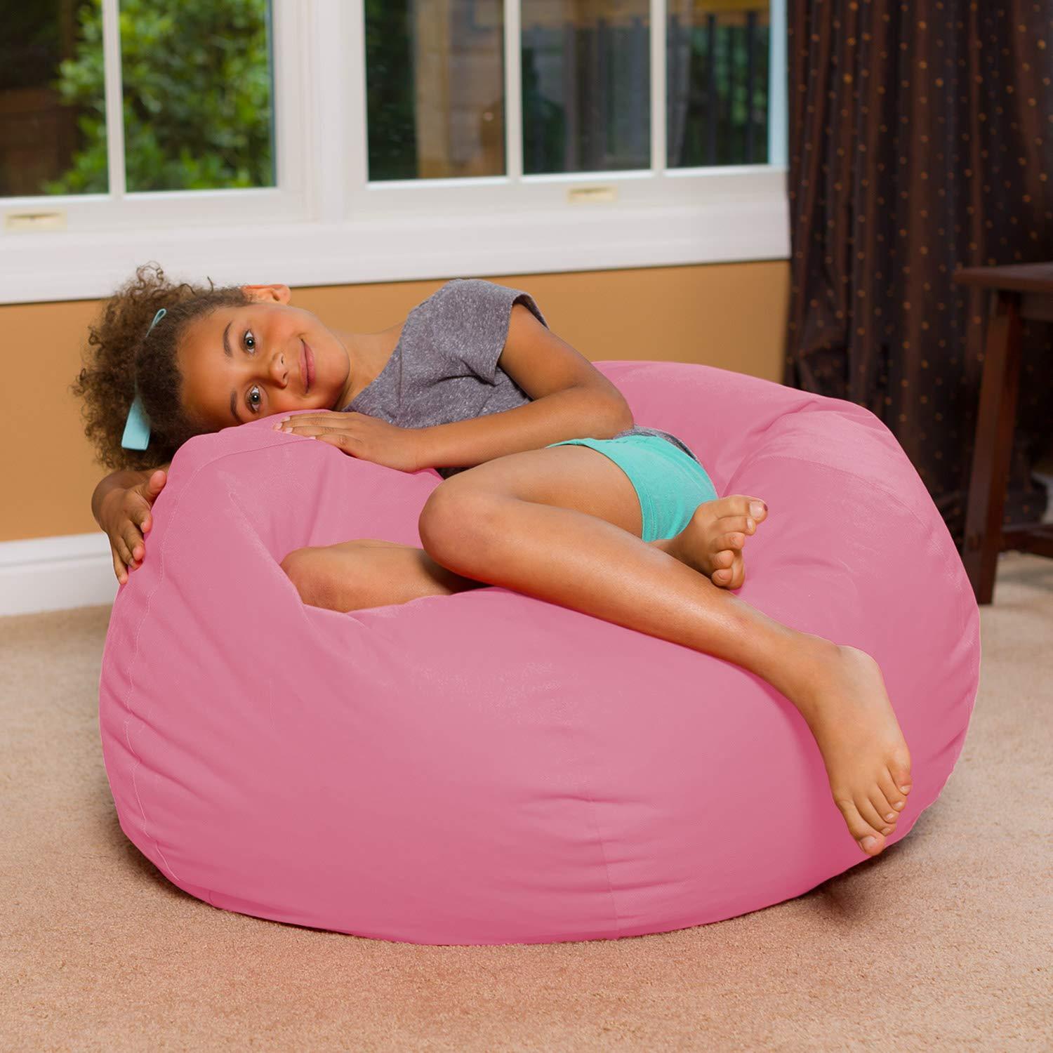 Posh Creations Bean Bag Chair, Soft Lounger, Kids, 3 ft, Pink