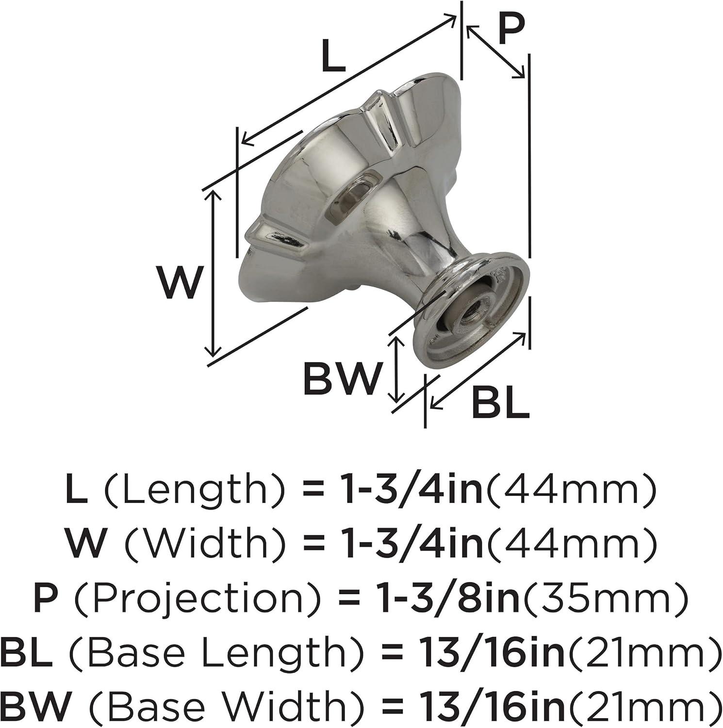 Polished Nickel Square Cabinet Knob with Mounting Hardware