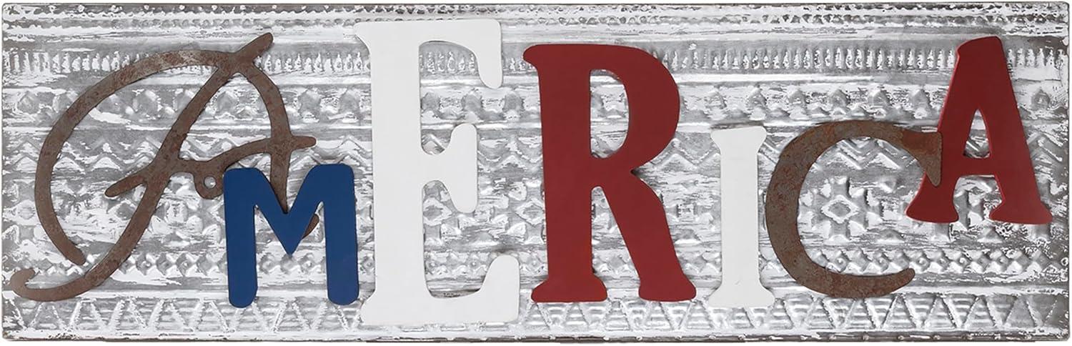Wood and Metal America Wall Decor - Alpine Corporation: Indoor/Outdoor Patriotic Art, 24x16"