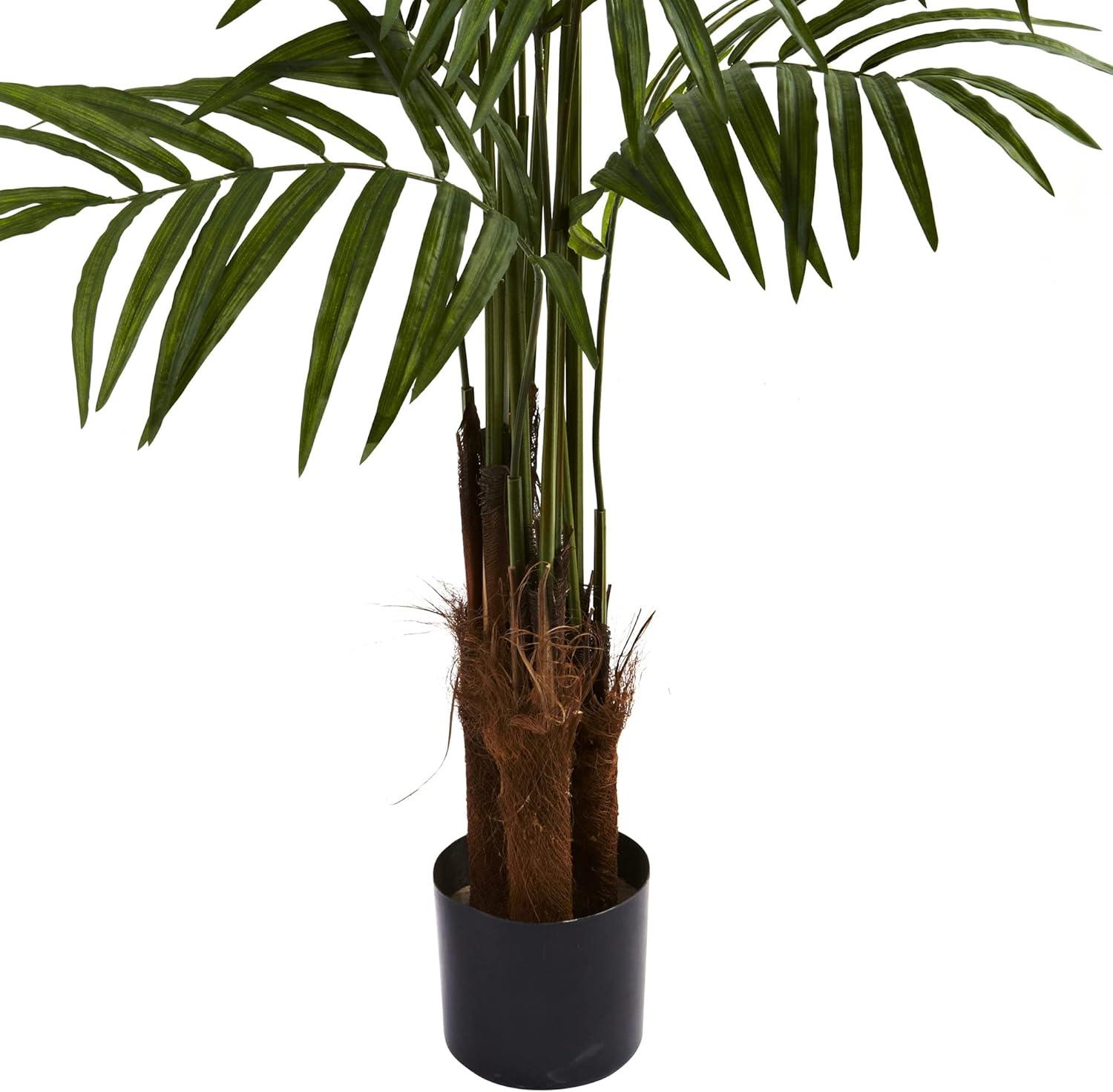 Nearly Natural 60" Artificial Big Palm Tree in Pot Black: Indoor Faux Palm, No Assembly, Summer Decor