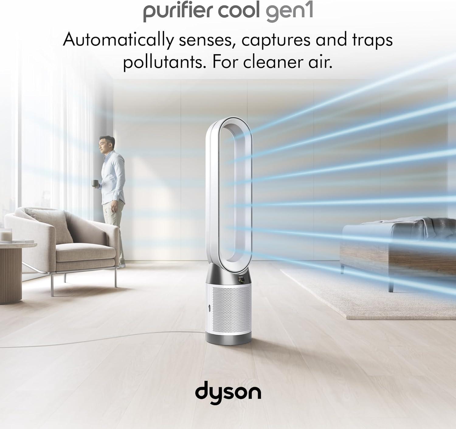 Dyson Purifier Cool Gen1 TP10: HEPA Air Purifier & Fan, 10 Settings, Captures Allergens, White/Nickel, Electric, 2-Year Warranty