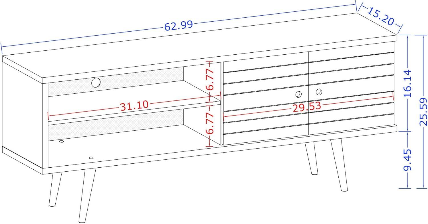 Liberty 2 Shelves and 2 Doors TV Stand for TVs up to 60" 3D Prints Rustic Brown - Manhattan Comfort: Mid-Century Modern Entertainment Center