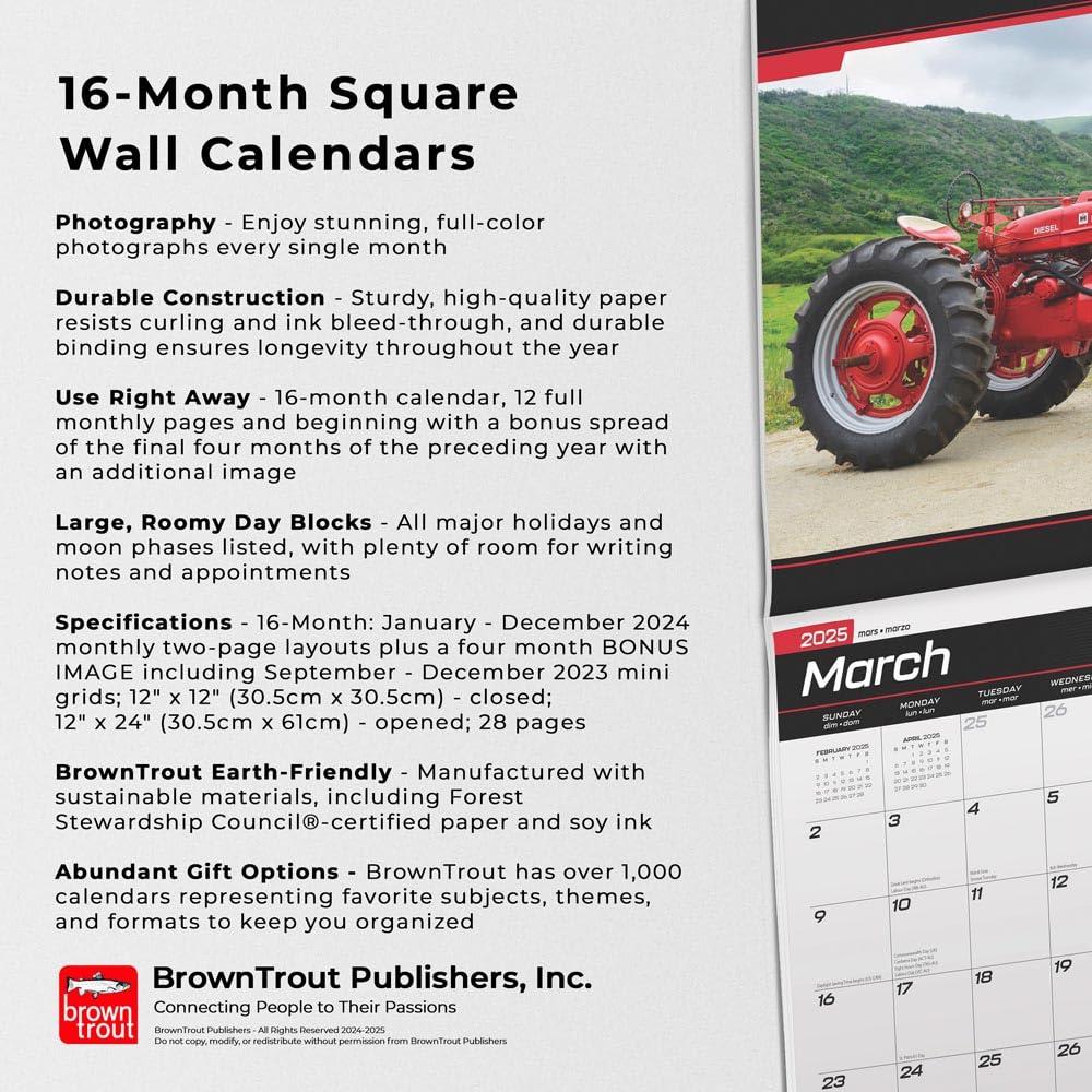 Tractors | 2025 12x24" (Hanging) Wall Calendar | Plastic-Free | BrownTrout