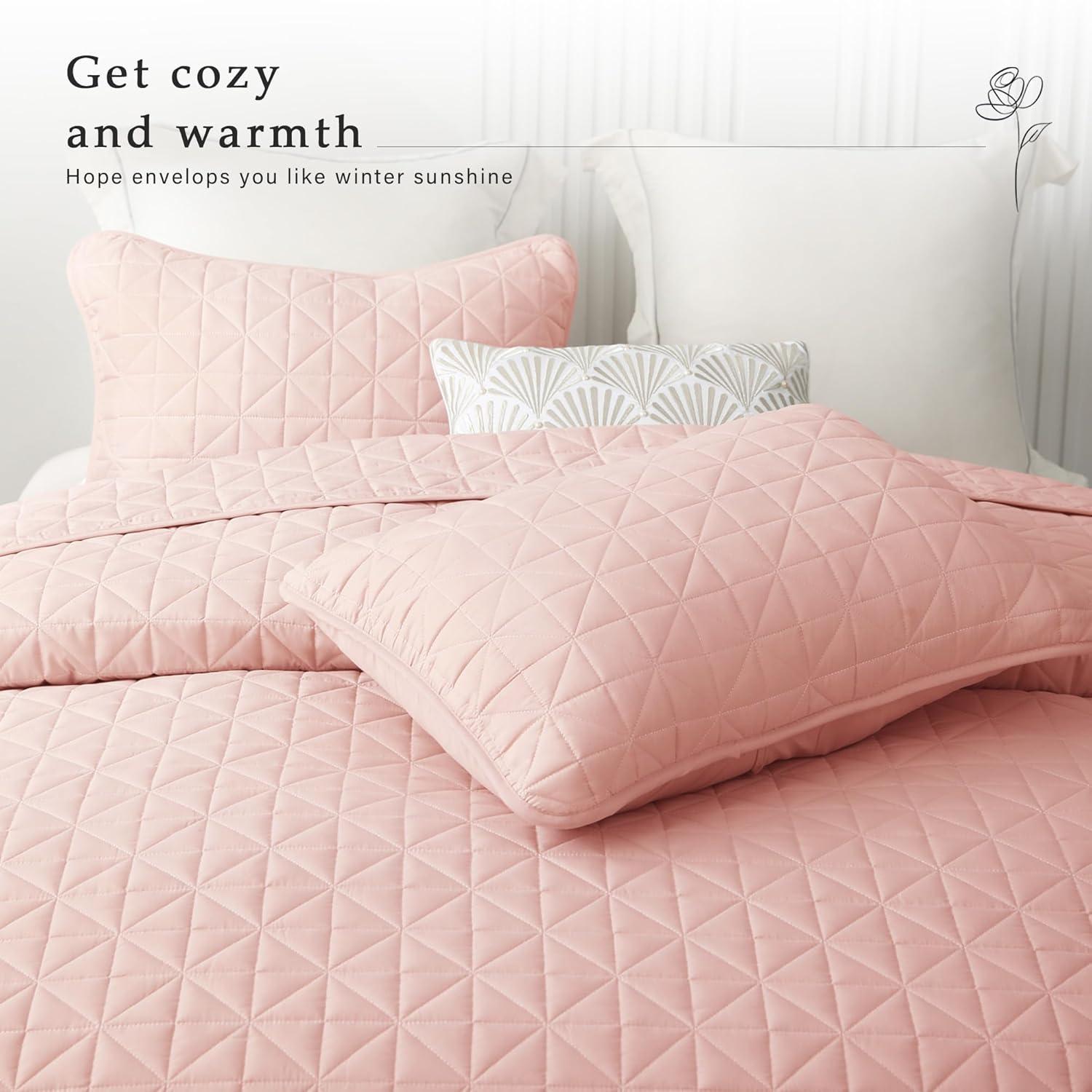 Exclusivo Mezcla Twin Quilt Bedding Set, Lightweight Soft Purple Twin Bedspreads Coverlets with Geometric Stitched Pattern