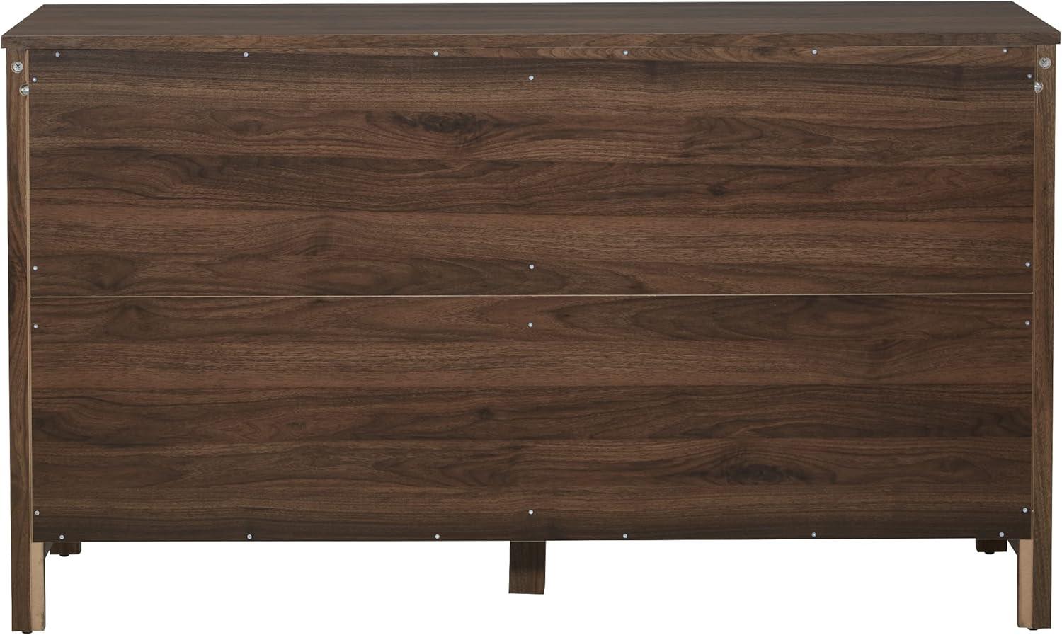 Stonebrook 6-Drawer Horizontal Dresser in Wood Classic Walnut Finish