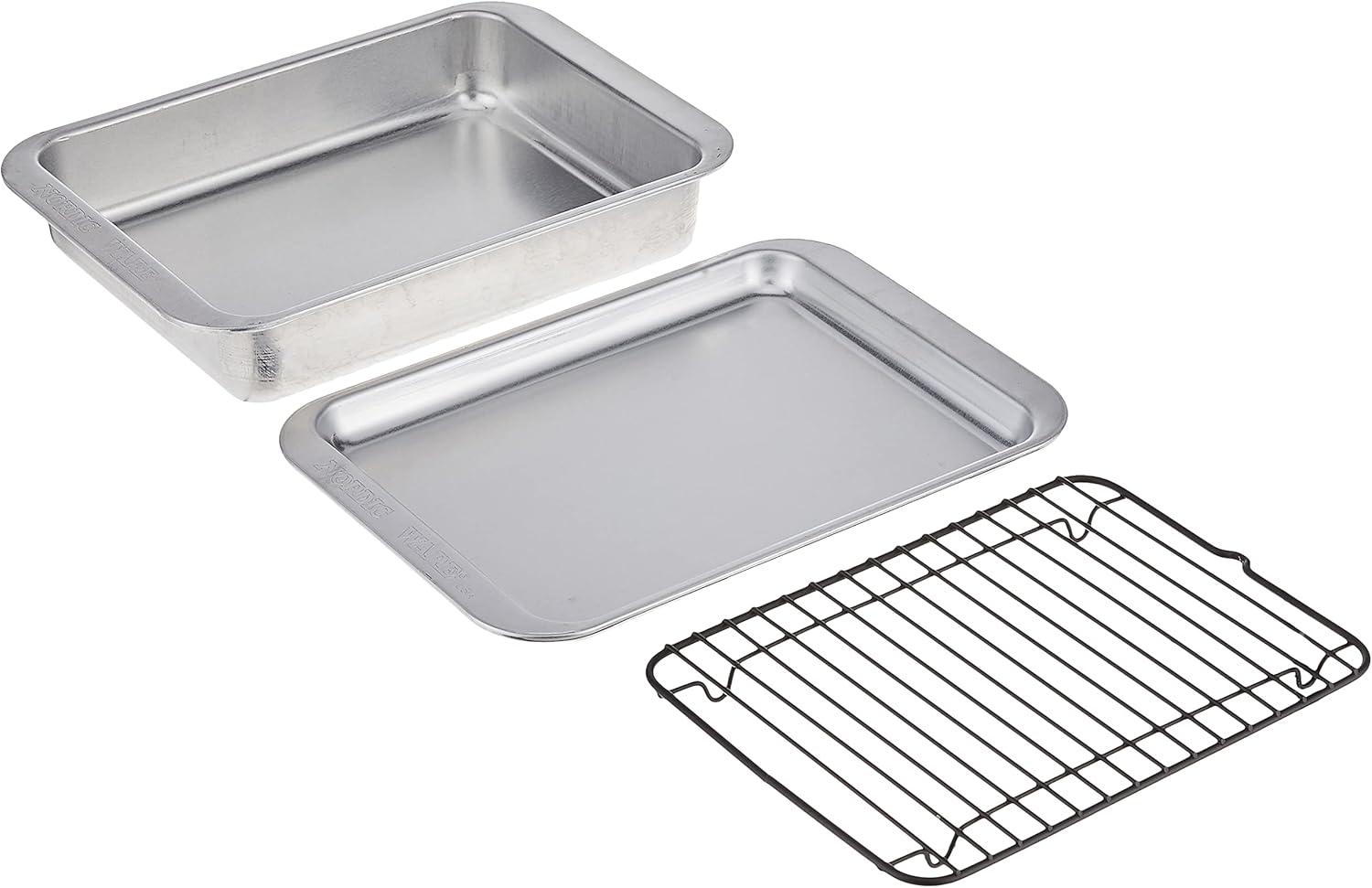 Compact 3-Piece Aluminum Grill and Bakeware Set