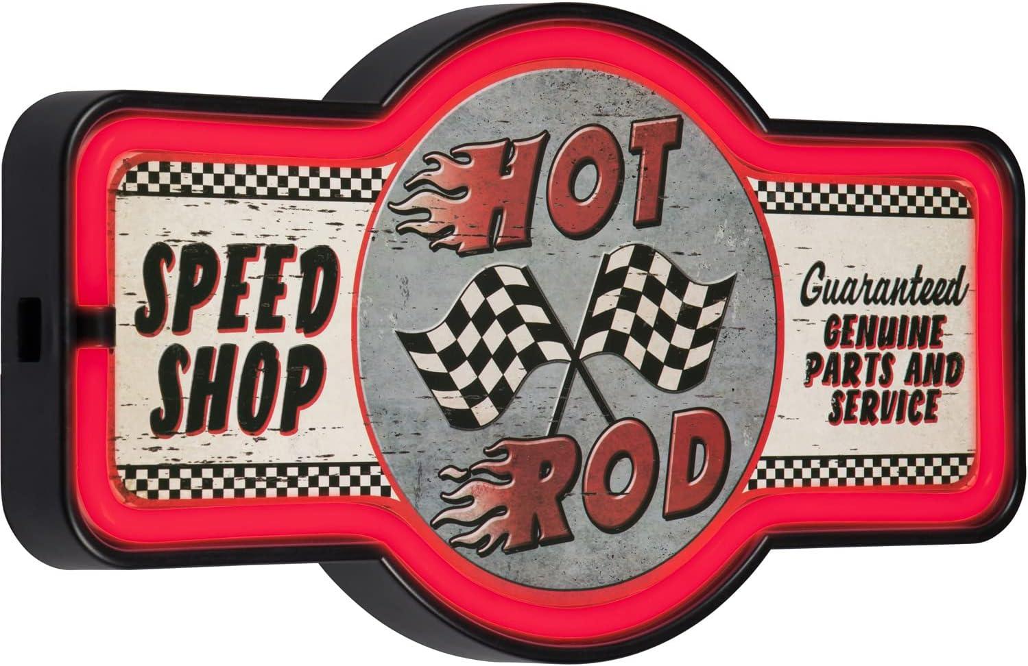 Hot Rod Speed Shop Vintage Neon Wall Sign with LED Lights