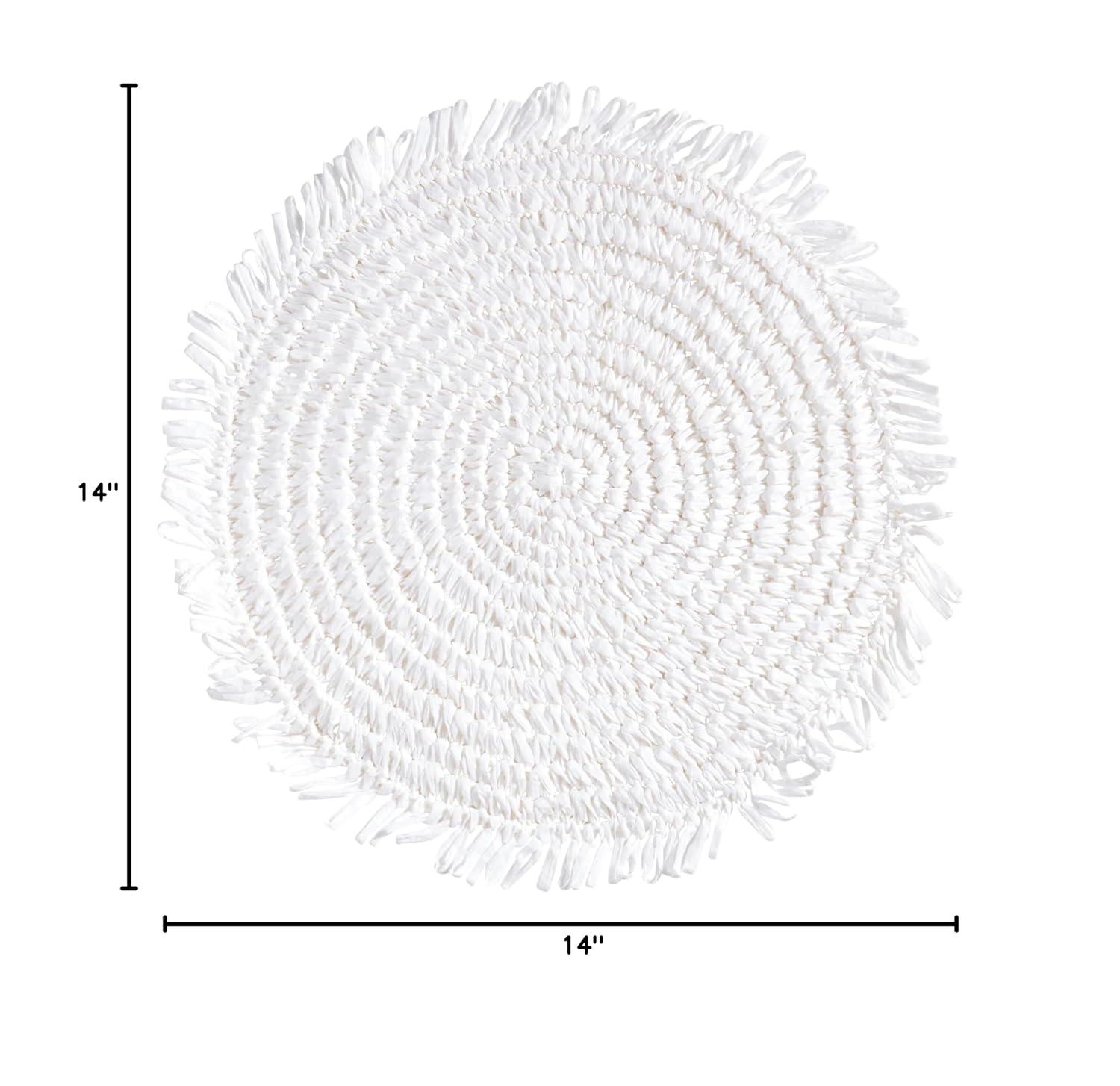 Kiri Collection 100% Paper Raffia No Pattern Round Placemat (Set of 4)