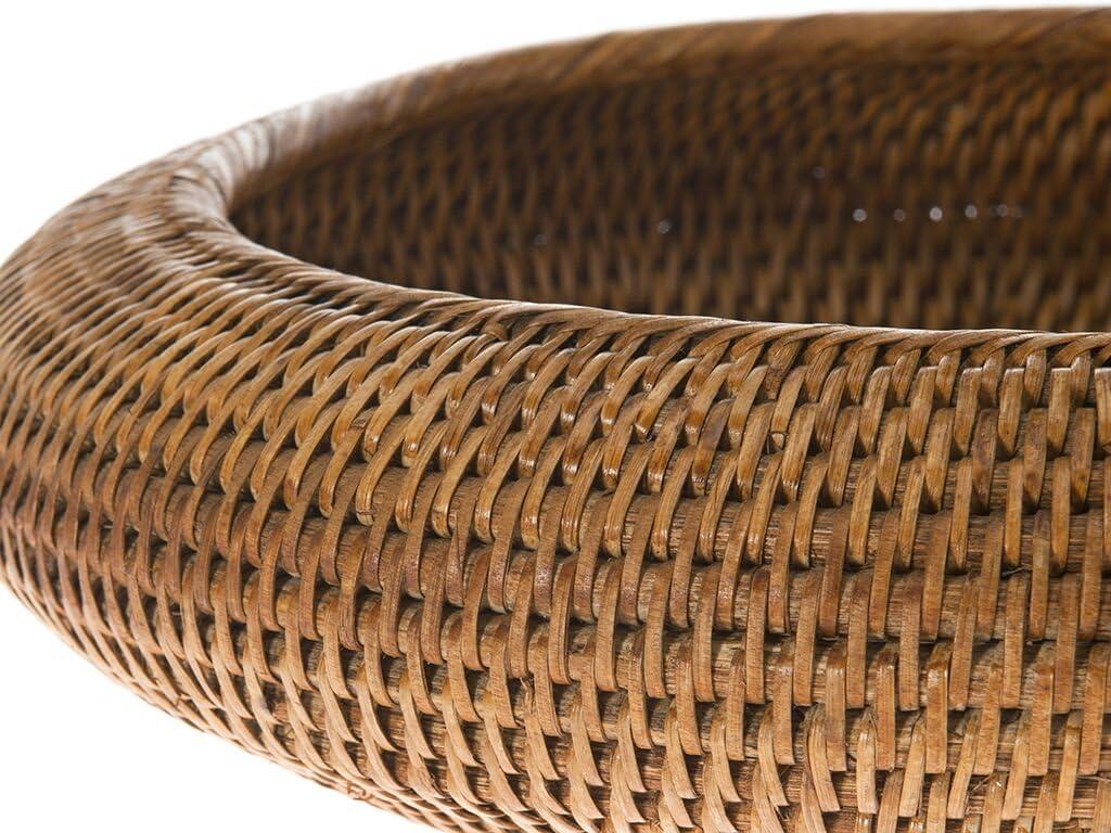 Kouboo La Jolla Rattan Fruit Bowl, Handmade Rattan Round Bowl for Fruit Serving, Decorative Kitchen Counter Bowls, Honey Brown