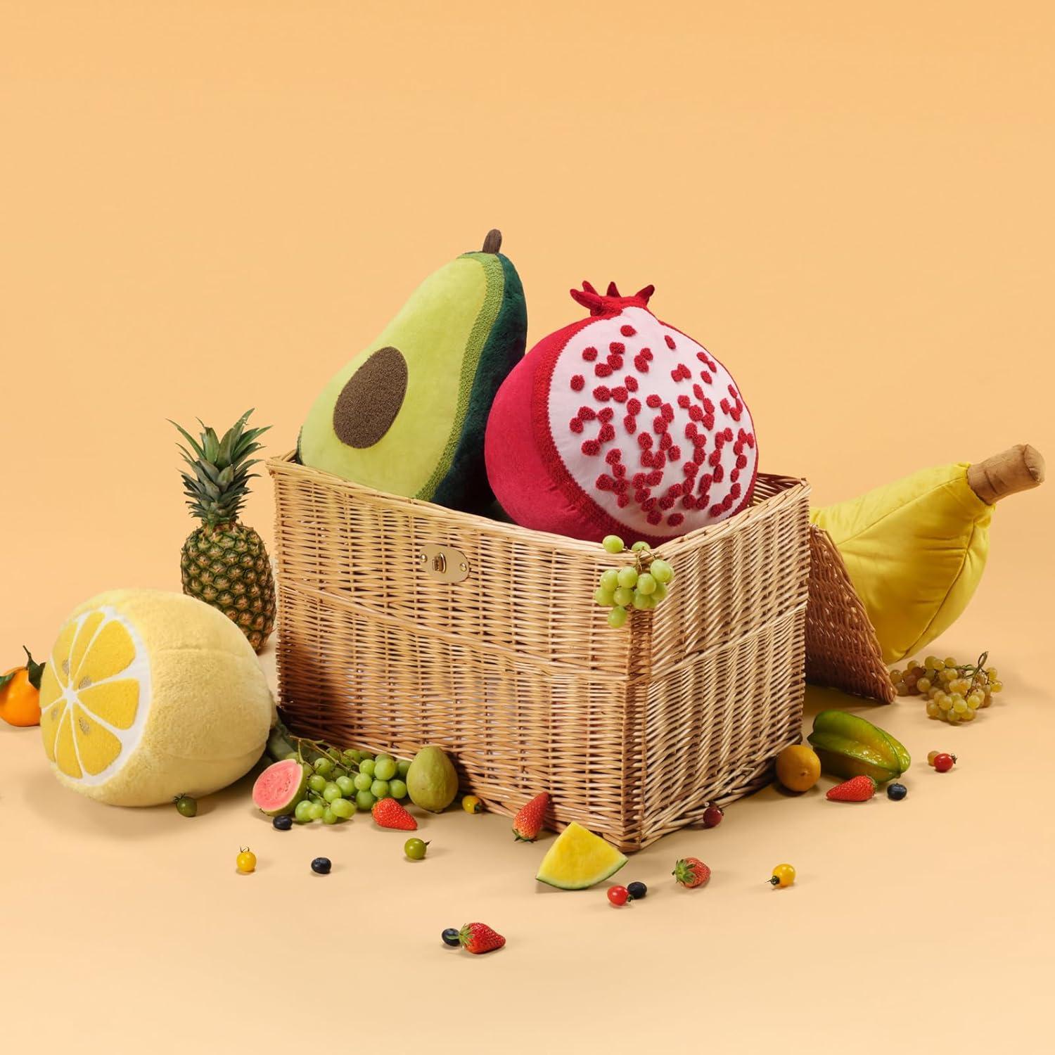 Phantoscope Fruit Shaped Pillows Series Lemon Shaped Throw Pillow, Fun Home Decor of Fruit Themed Shaped Cushions, Decorative Shaped Pillow for Couch Bed and Chair, Yellow, 10 x11.5 inches