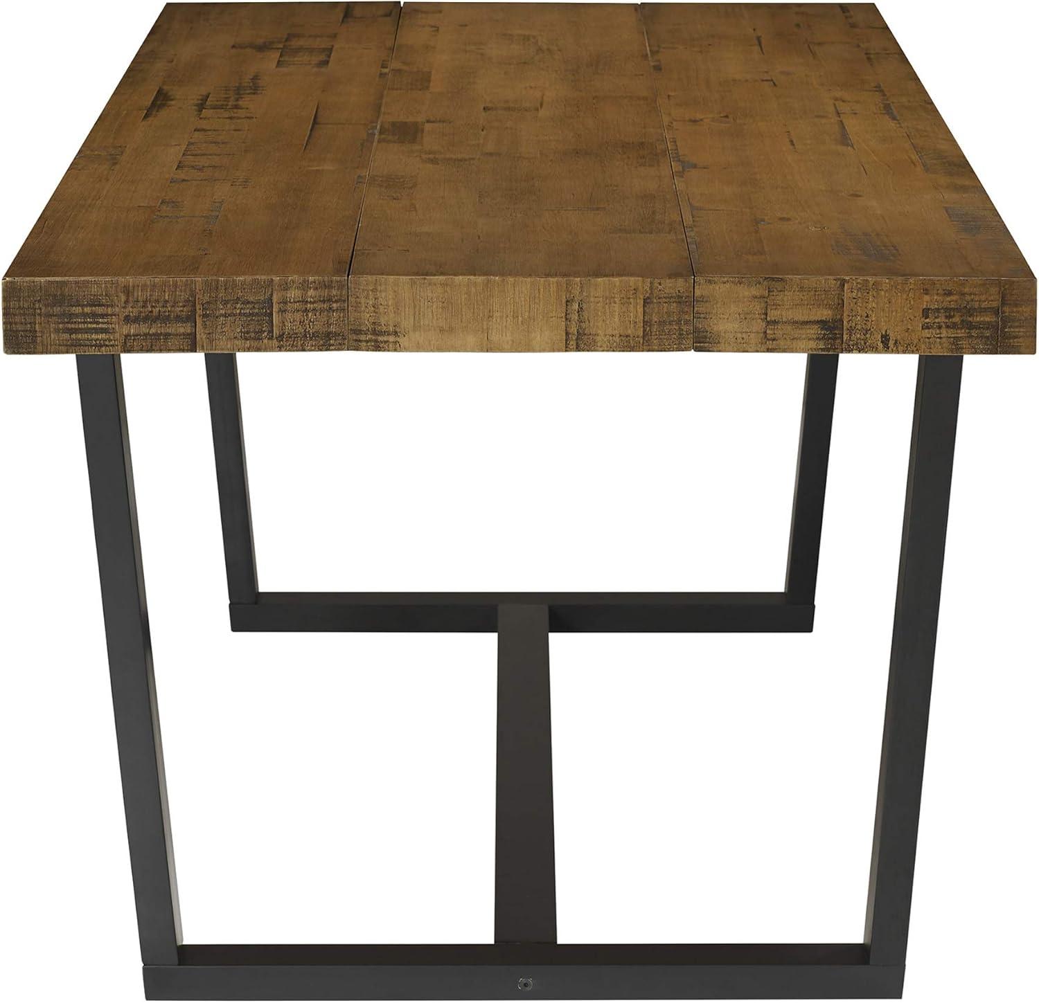 Rustic Oak 72" Solid Wood Dining Table with Black Base