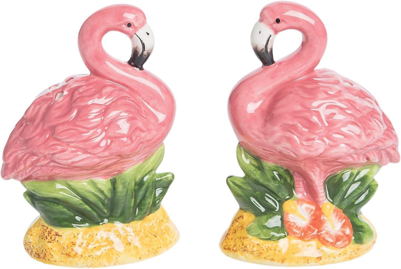 Pink Ceramic Flamingo Salt and Pepper Shaker Set