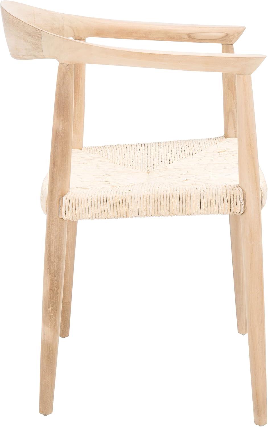 SAFAVIEH Volta Foc Twist Accent Chairs, Unfinished Natural Teak/Natural Foc Twist (24.8 in. W x 18.9 in. D x 30.7 in. H)