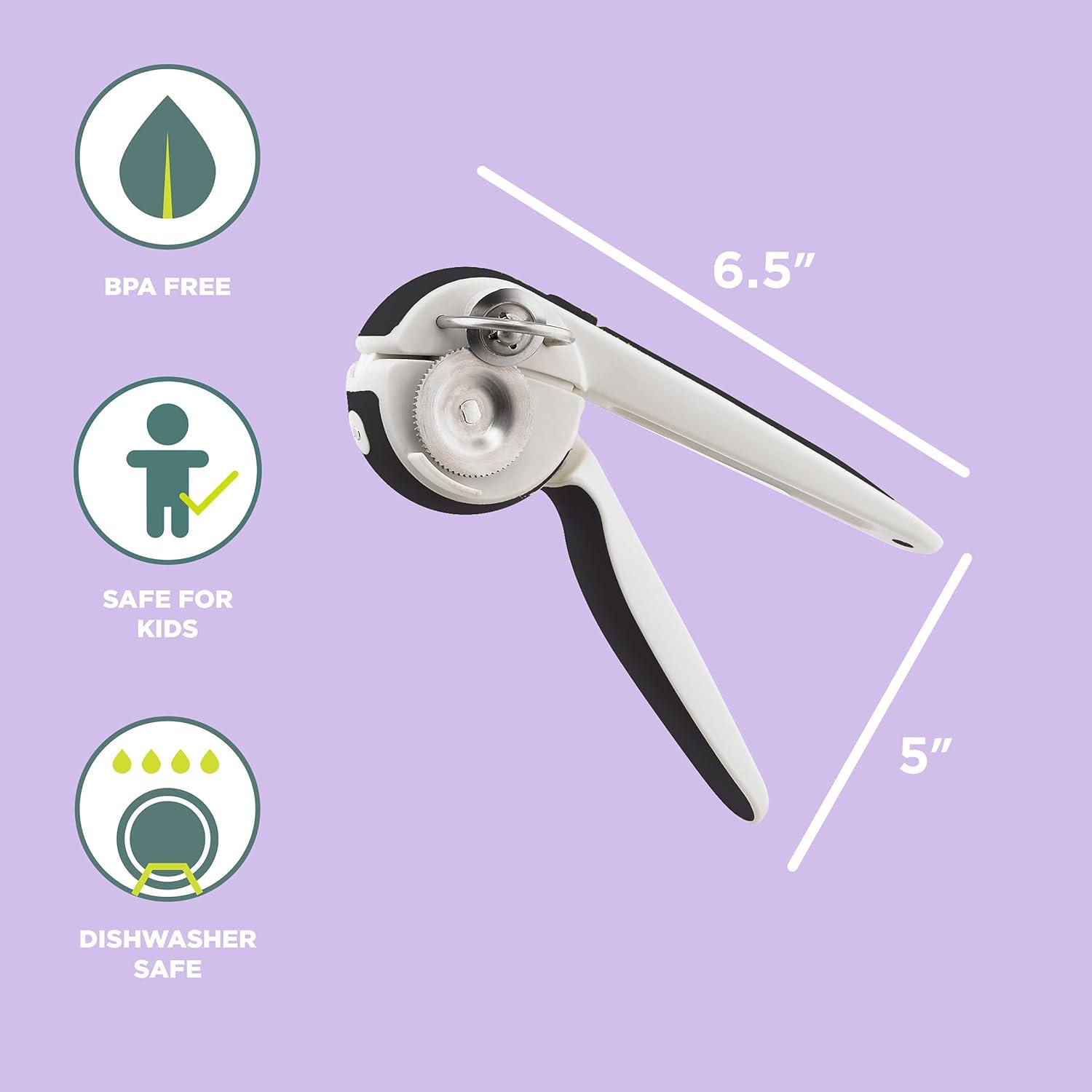 Chef'n EZ Squeeze Can Opener - One Handed Design - Black and Meringue