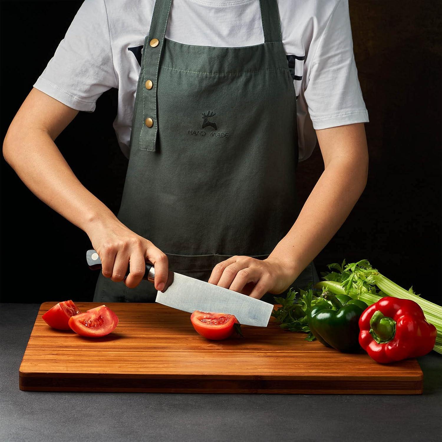 Extra Large Bamboo Wood Cutting Board with Juice Grooves and Handles