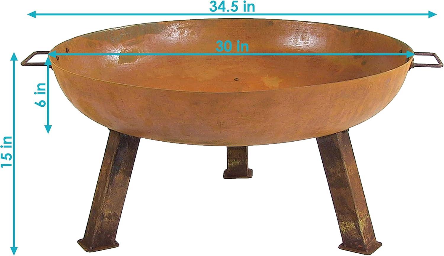SunnyDaze Decor Union Round Wood-Burning Steel Finish Cast Iron Outdoor Raised Fire Pit Bowl