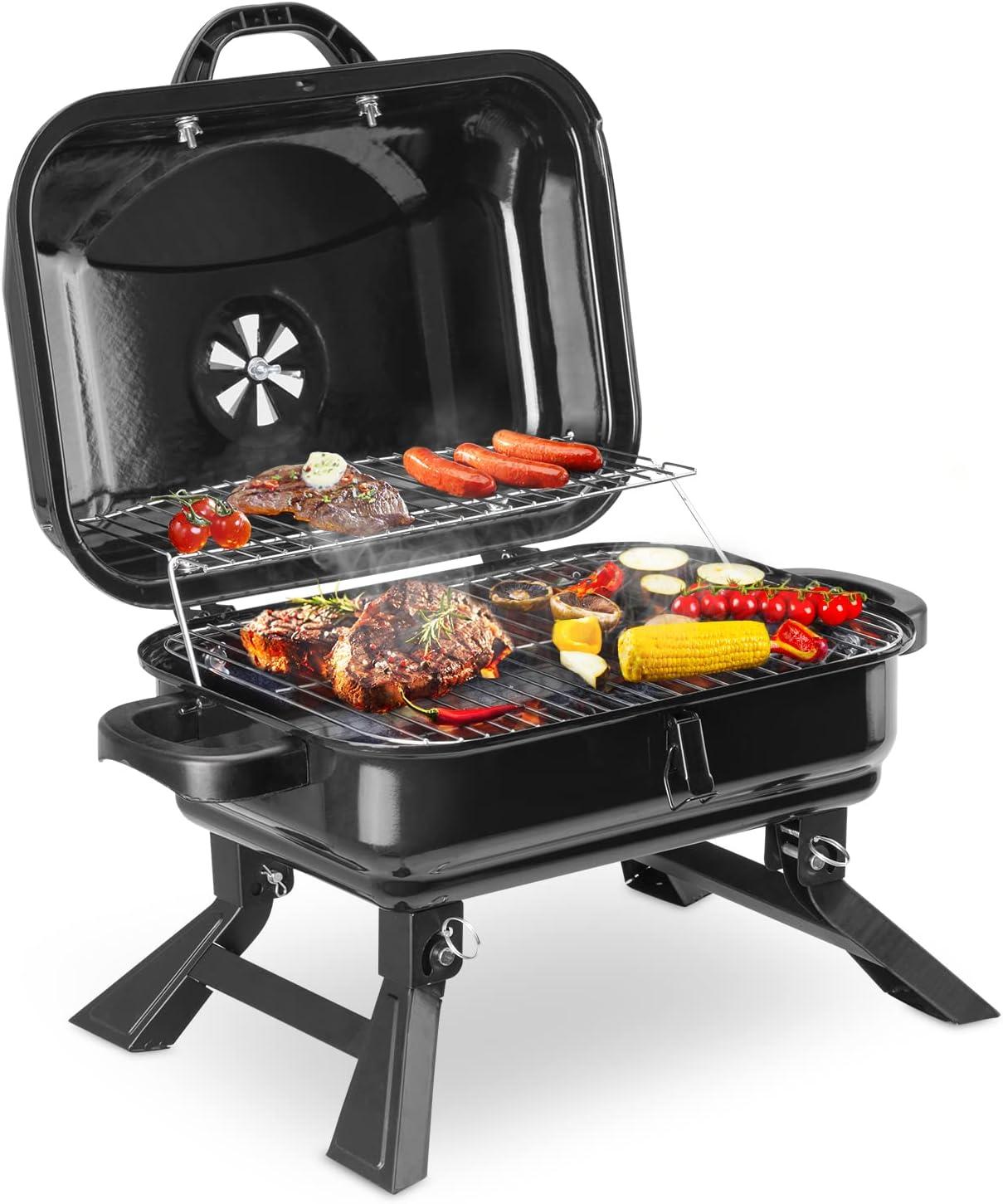 Outdoor Basic Portable Folding Charcoal BBQ Grill, BBQ Charcoal Grill for Outdoor Cooking Beach Picnics Camping Backyard