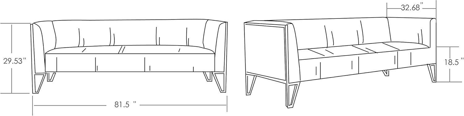 Manhattan Comfort 2pc Vector Sofa and Armchair Set Gray: Velvet Upholstery, Metal & Wood Frame, No Assembly Required