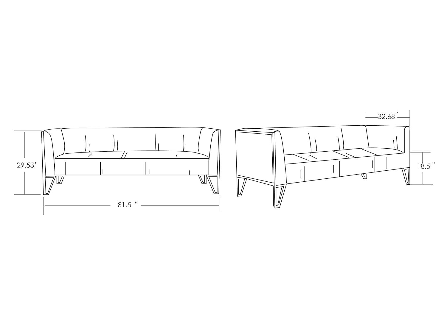 Vector Velvet 3 Seater Sofa Ocean Blue - Manhattan Comfort