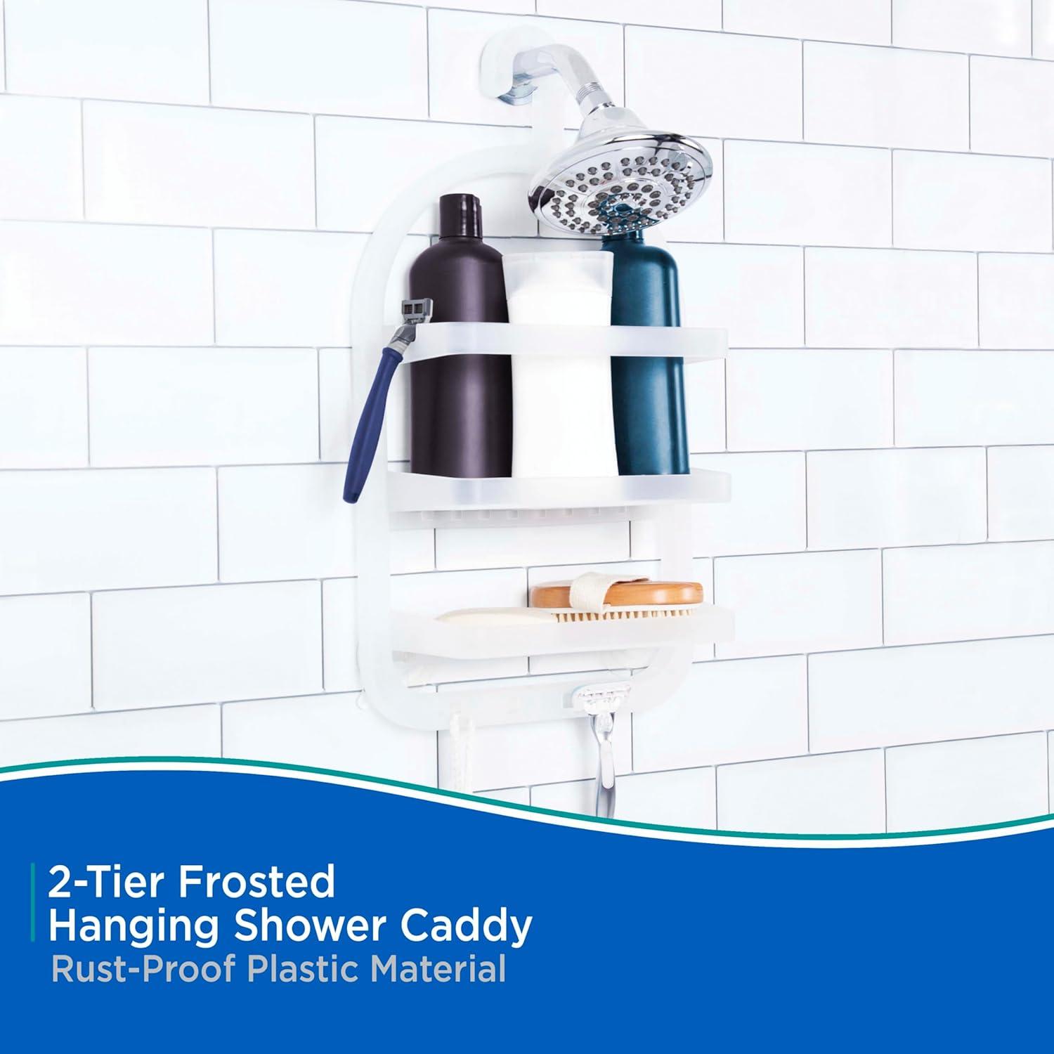 Kenney  Small Frosted Hanging Shower Caddy - 5" D x 10" W x 20" H