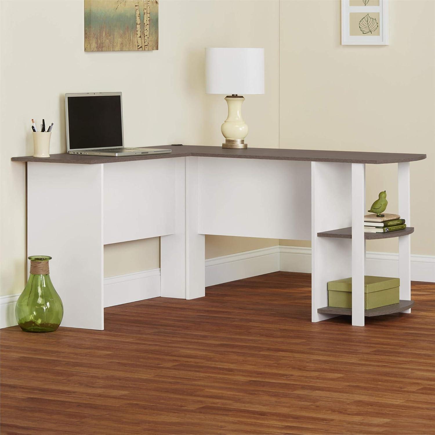 Ameriwood Home Dominic L Desk with Bookshelves, White