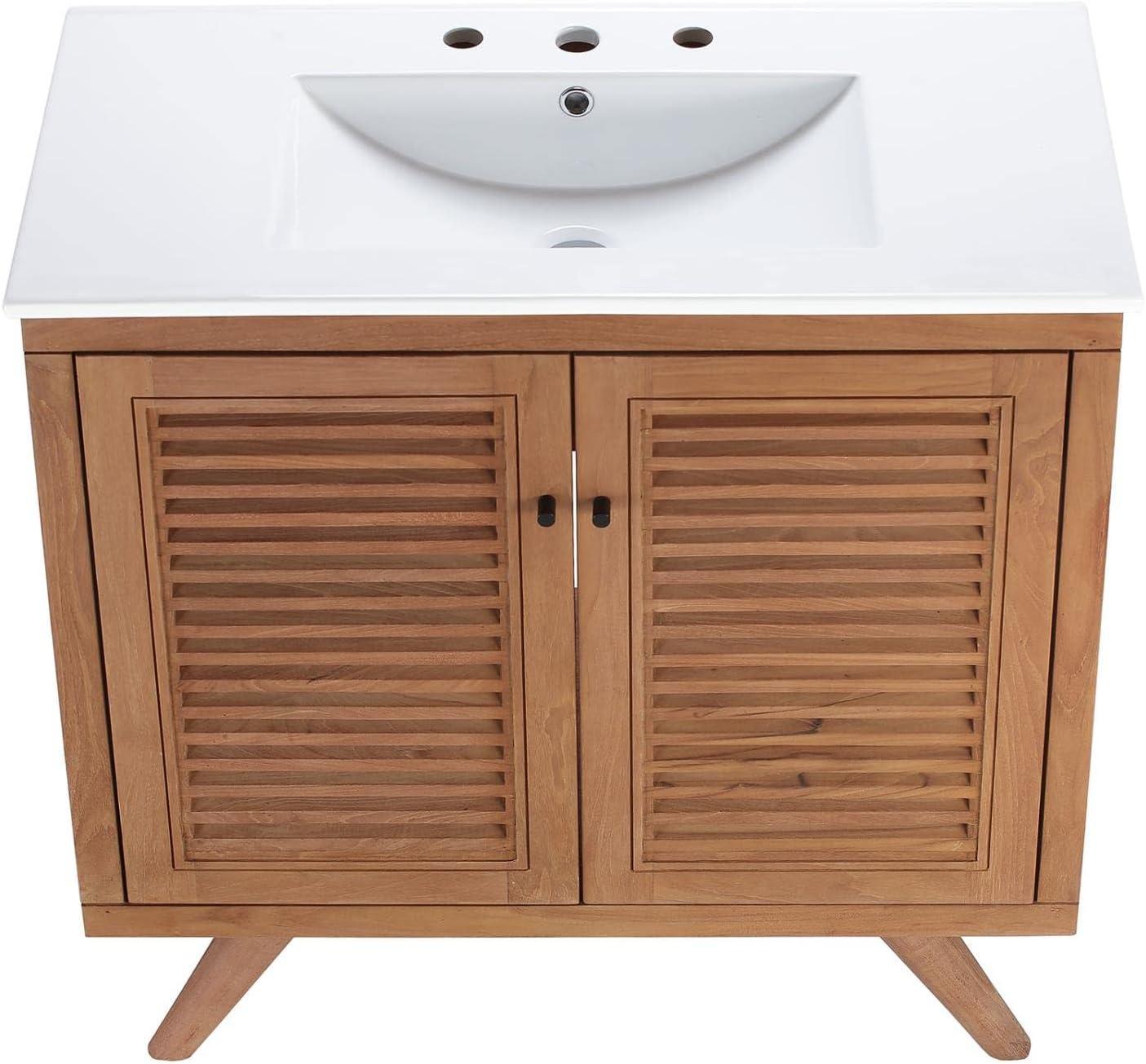 Modway Birdie 36" Bathroom Vanity in Natural White