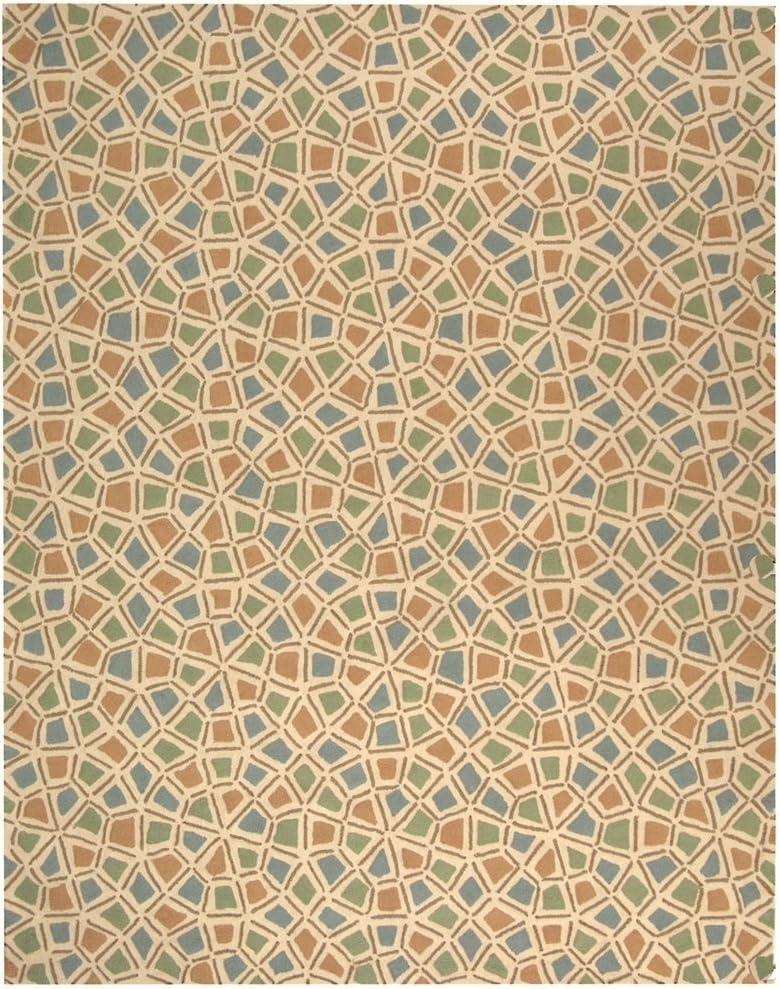 Newport NPT426 Hand Hooked Area Rug - Blue/Green - 5'6"x8'6" - Safavieh.
