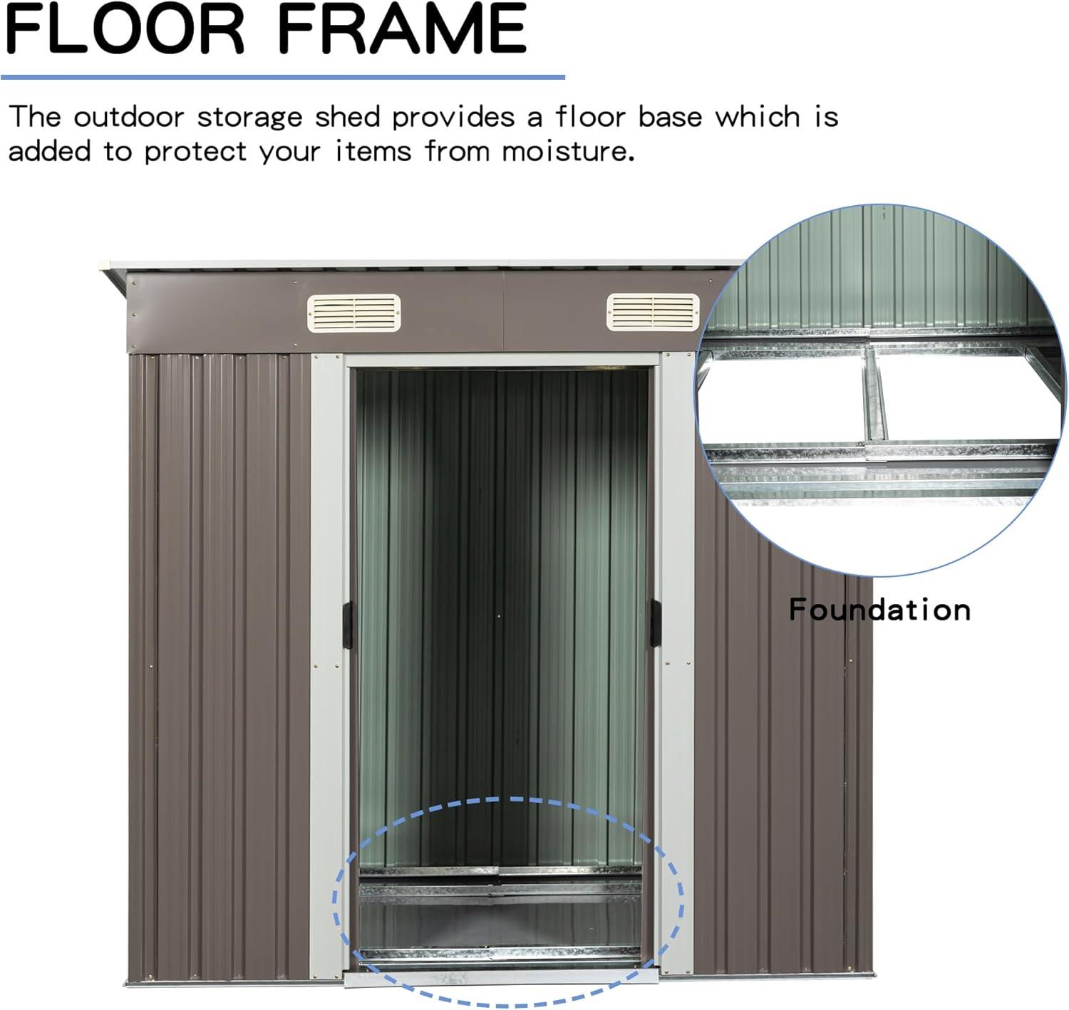 GZMWON 6Ft X 4Ft Outdoor Metal Storage Shed