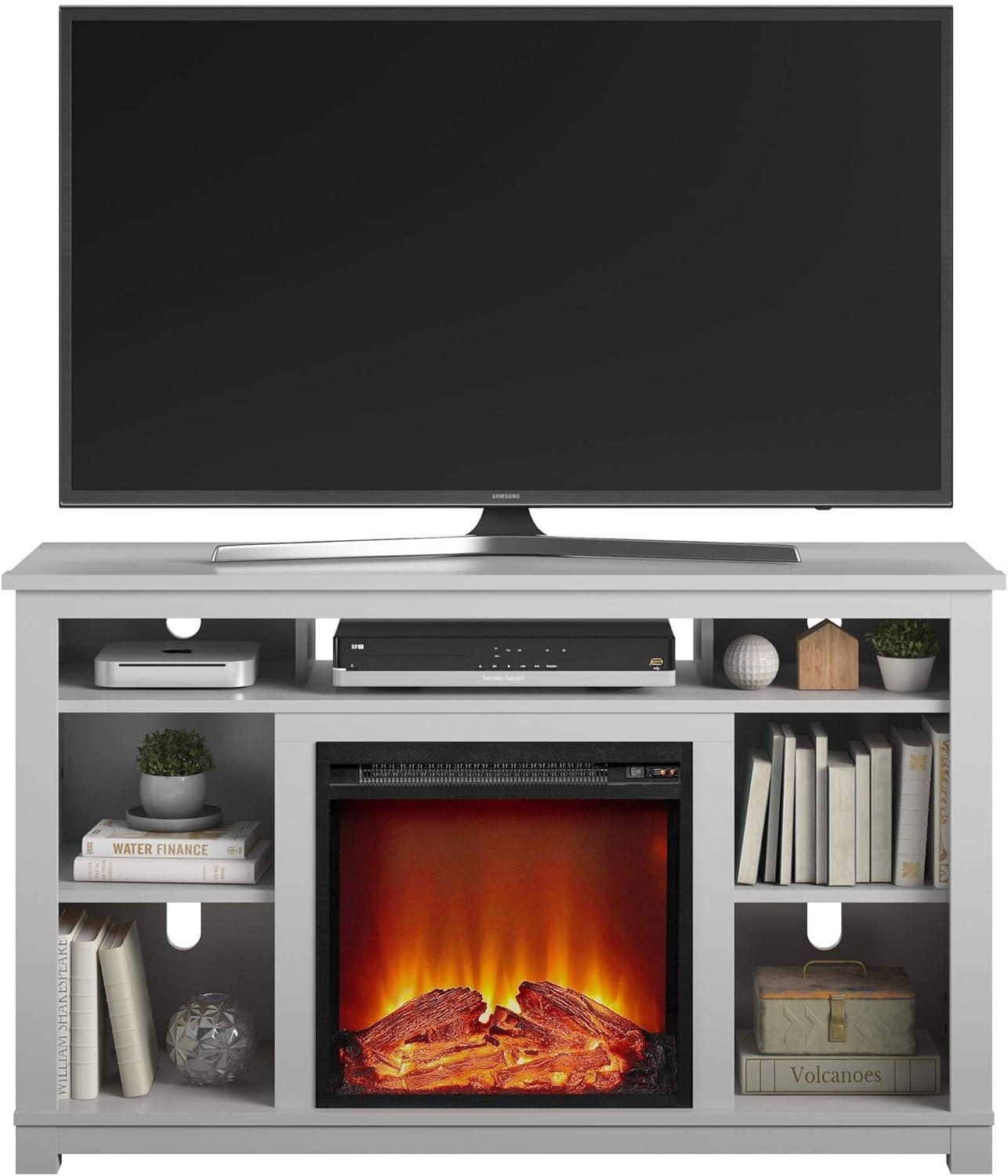 Dove Gray 55" Laminated MDF Fireplace TV Stand with LED Flame