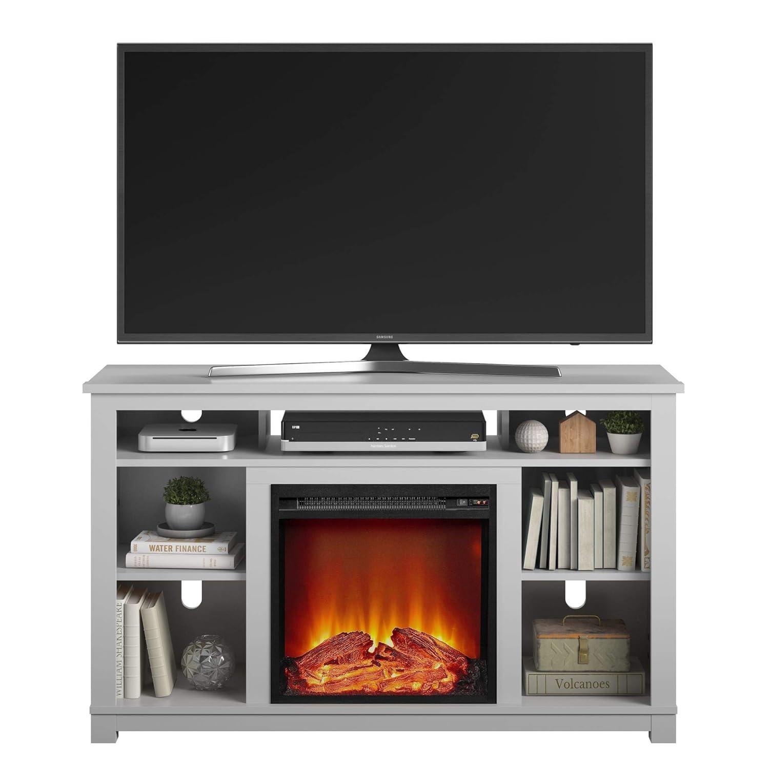 Dove Gray 55" Laminated MDF Fireplace TV Stand with LED Flame