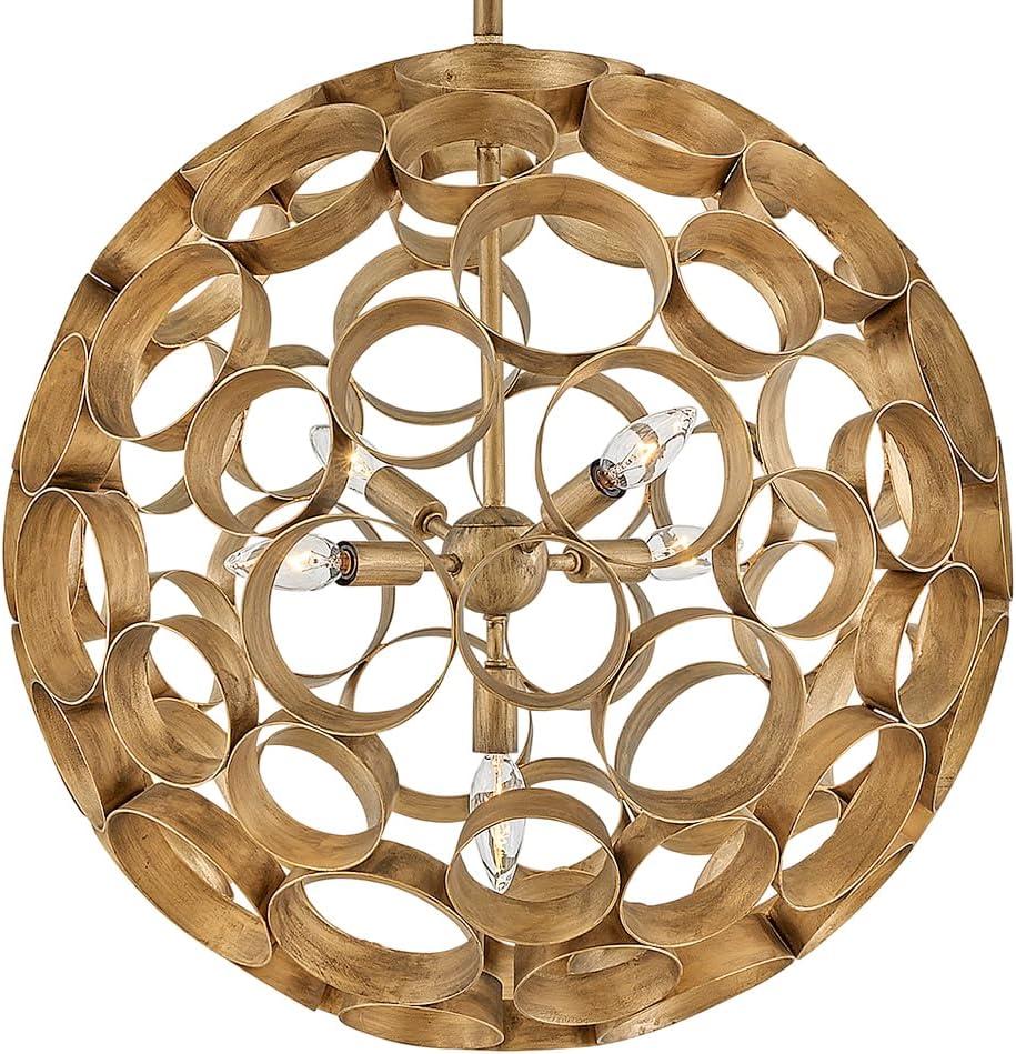 Centric 5-Light Orb Handcrafted Chandelier - Burnished Gold