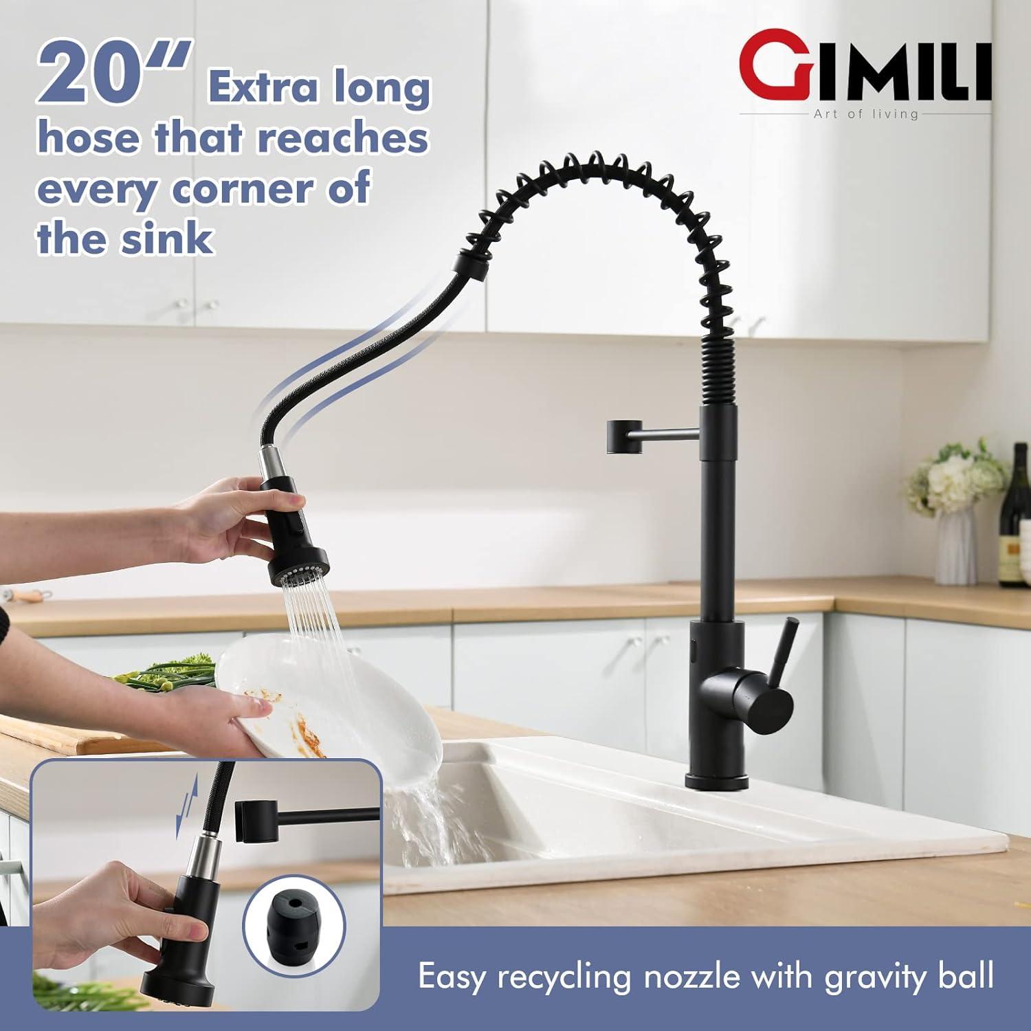 Matte Black Touchless Kitchen Faucet with Pull Down Sprayer