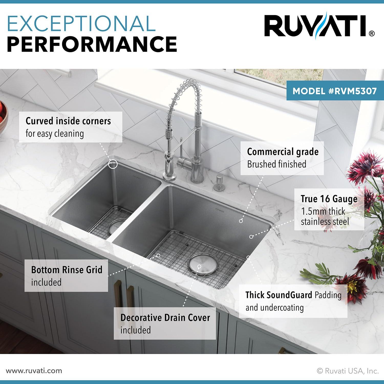 Ruvati 32-inch Undermount Kitchen Sink 16 Gauge Stainless Steel