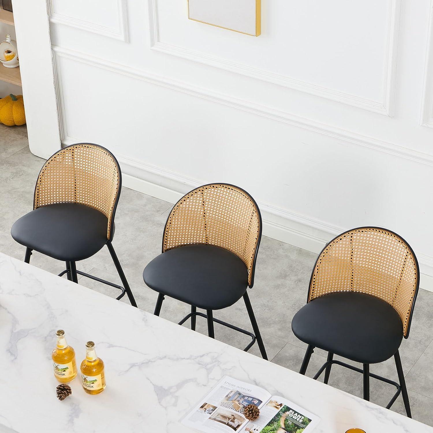 Bay Isle Home™ Cane Back Swivel Upholstered Counter & Bar Stool (Set of 2)