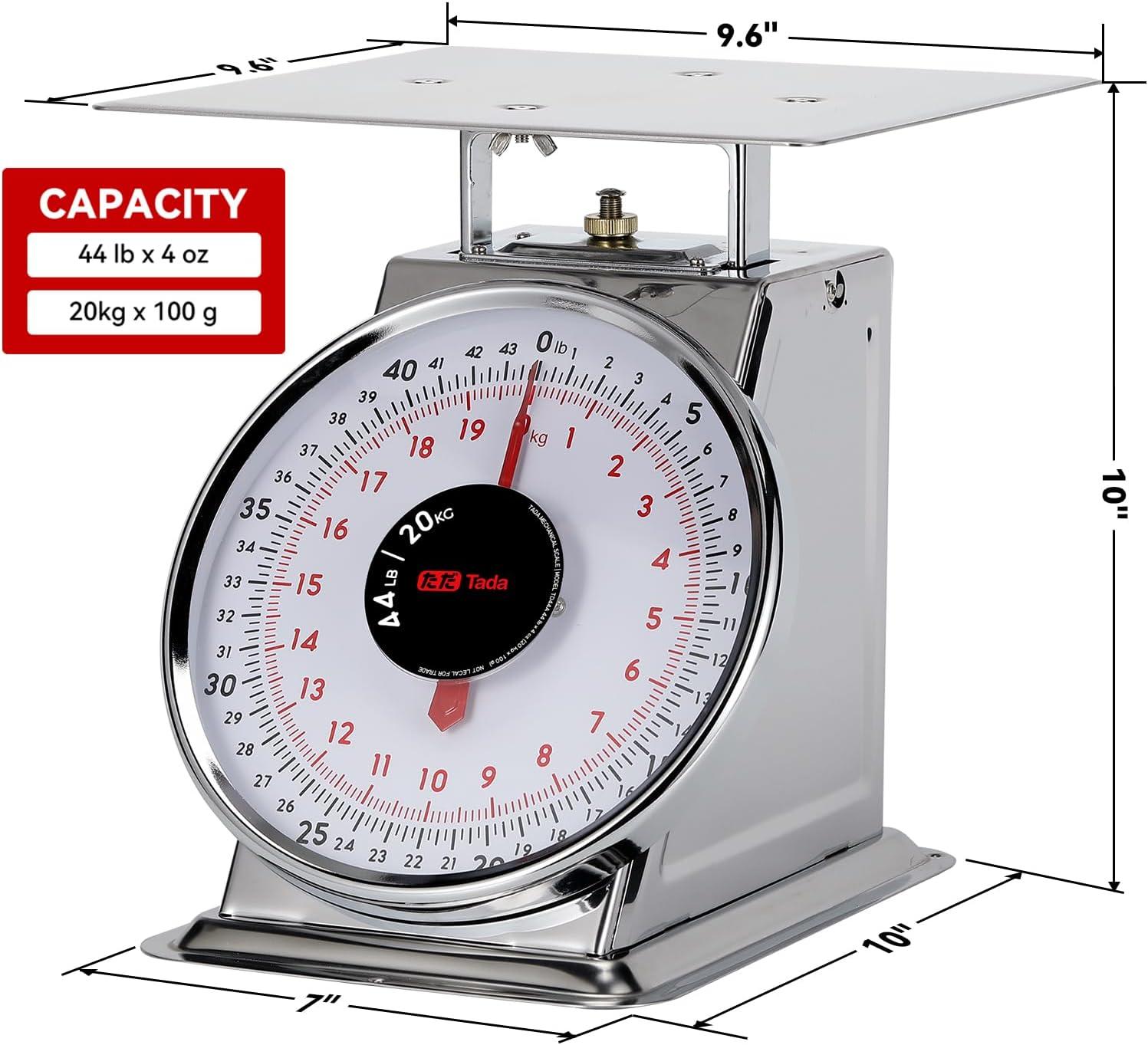 Tada 44lb Stainless Steel Mechanical Kitchen Scale with Platform