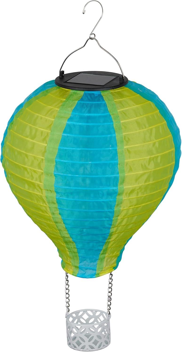 13"H Solar Hot Air Balloon with Flame LED Lights