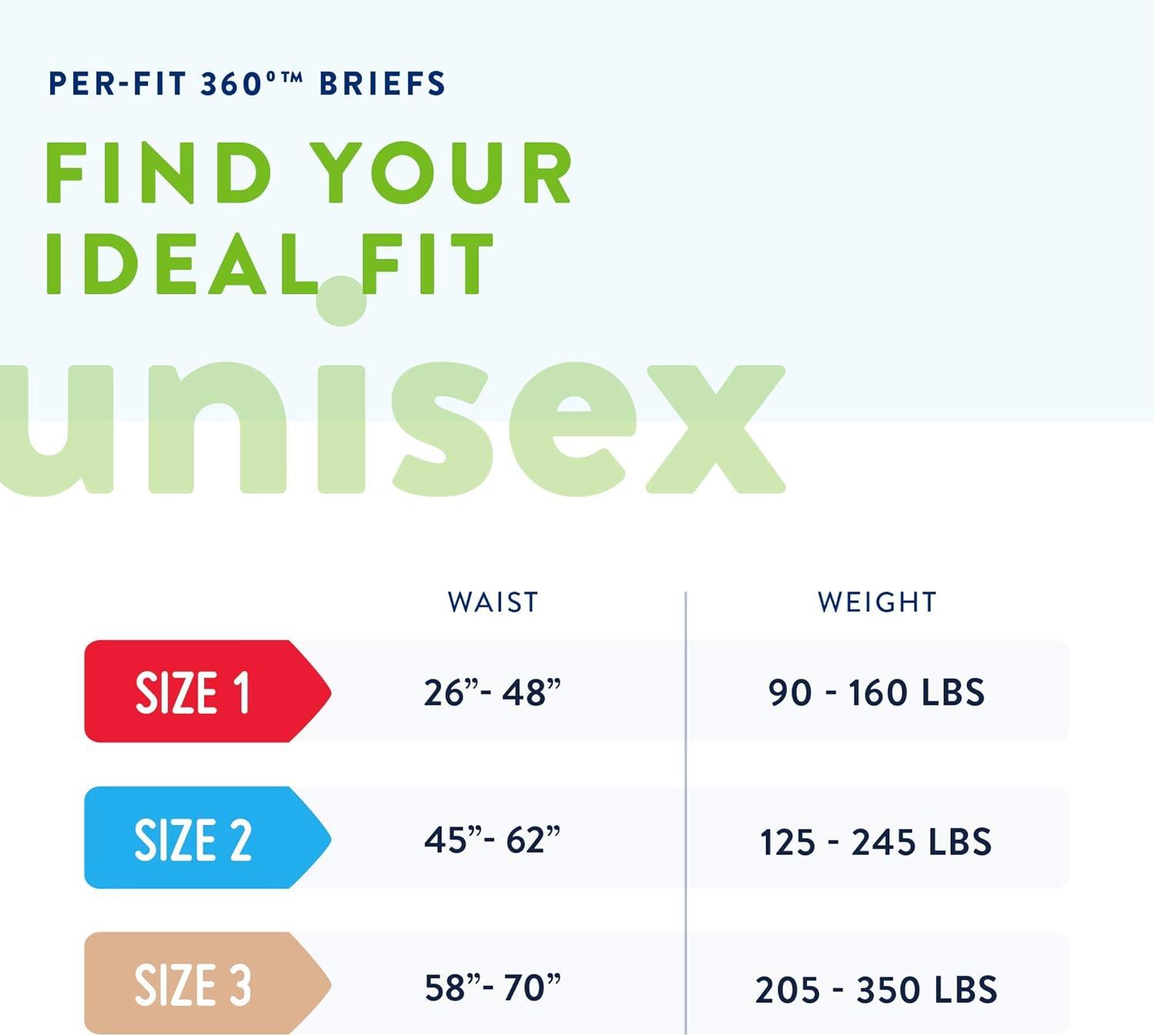 Prevail Per-Fit Unisex Daily Briefs, Maximum Plus Absorbency, Refastenable Tabs, Large, 72ct
