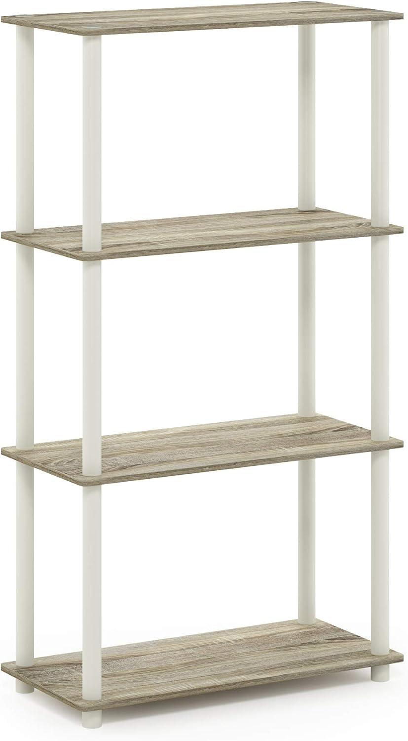 99557OK-WH Turn-N -Tube 4-Tier Multipurpose Shelf Display Rack, Sonoma Oak & White