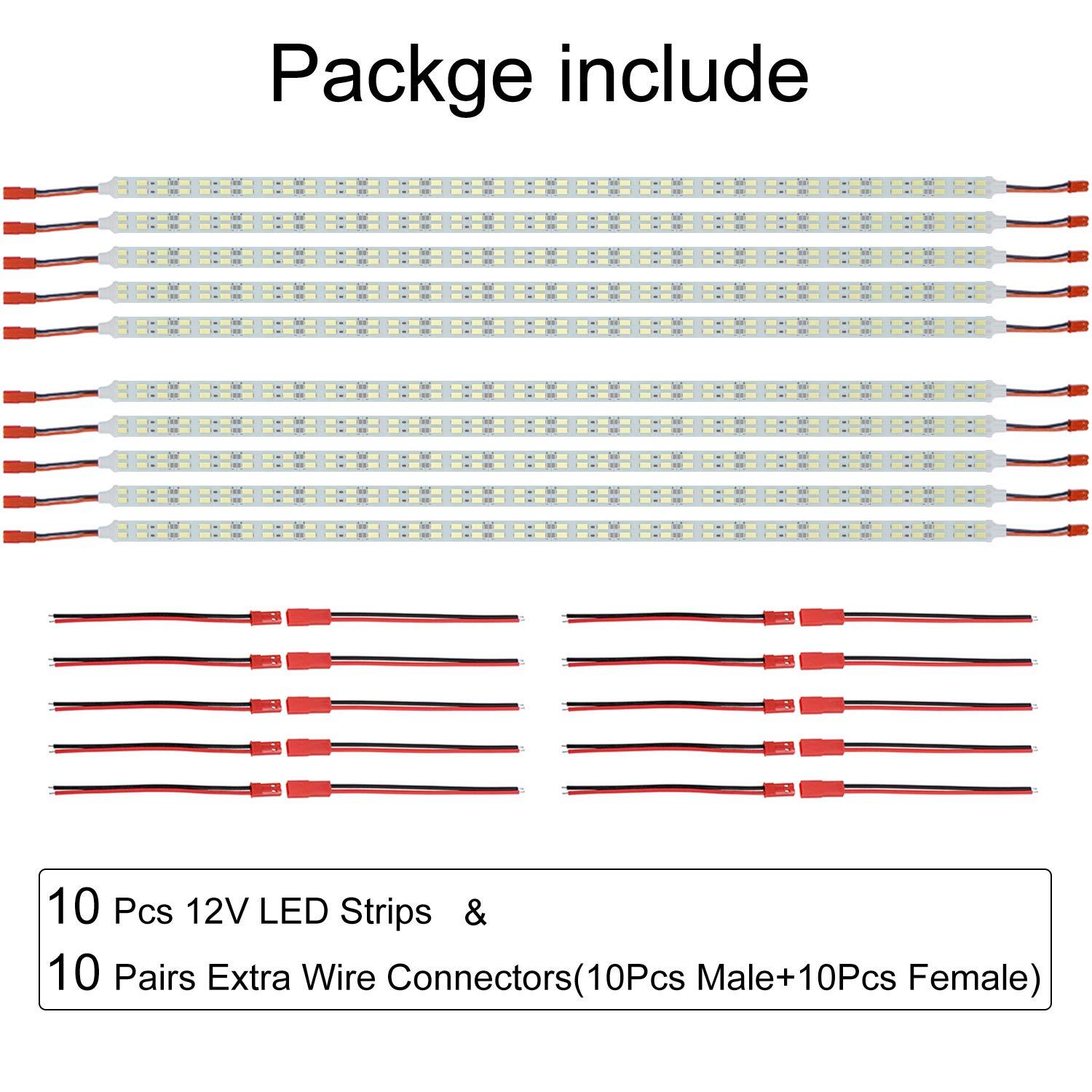 ICIH Under Cabinet LED Light 10Pack 12v LED Light Strip Rigid Super Bright White 6000K SMD5630 9W 84LED Double Row 0.5m/20in for Kitchen Cabinet,Counter,Showcase Vehicle Replace