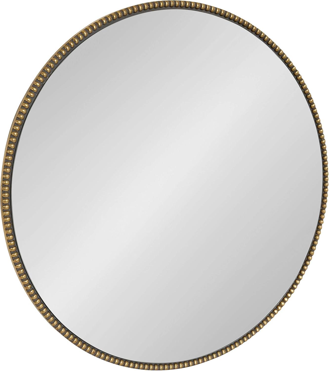 Gwendolyn Round Gold Beaded Wall Mirror, 23.6-Inch