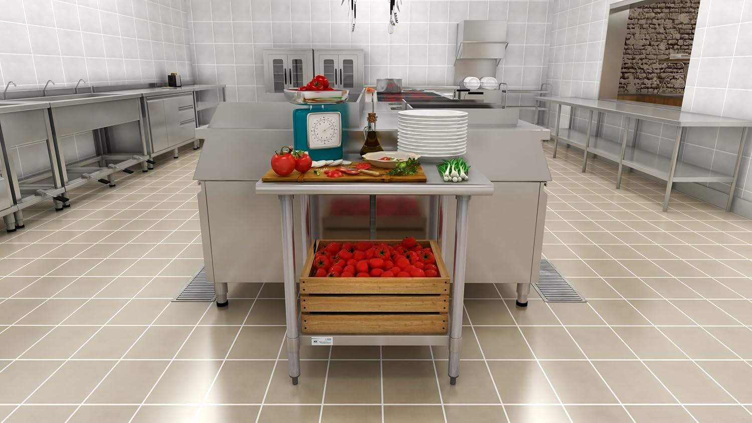 30" x 36" 18-Gauge 304 Stainless Steel Commercial Work Table with Casters, CT3036-18C.