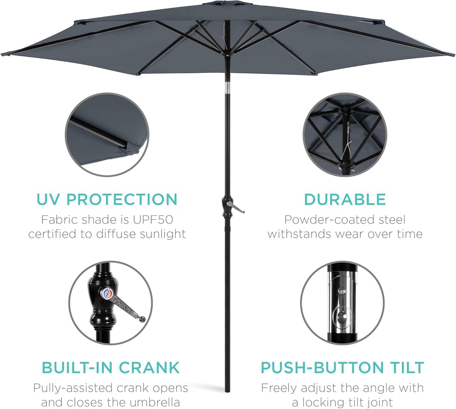 Best Choice Products 10ft Outdoor Steel Market Patio Umbrella w/ Crank, Tilt Push Button, 6 Ribs