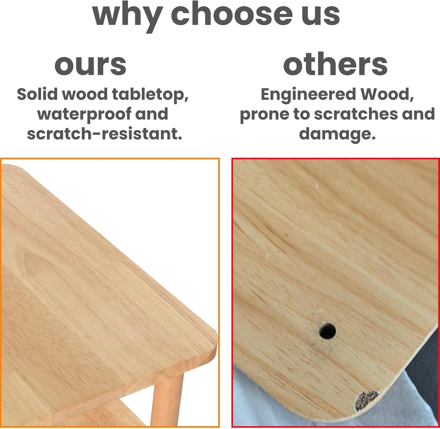 LUCKNOCK Solid Wood Side Table, 2-Tier Small End Table with Storage Shelf, Narrow Nightstand Bedside Table for Small Spaces, Bedroom, Living Room, Farmhouse, No-Tool Assembly.