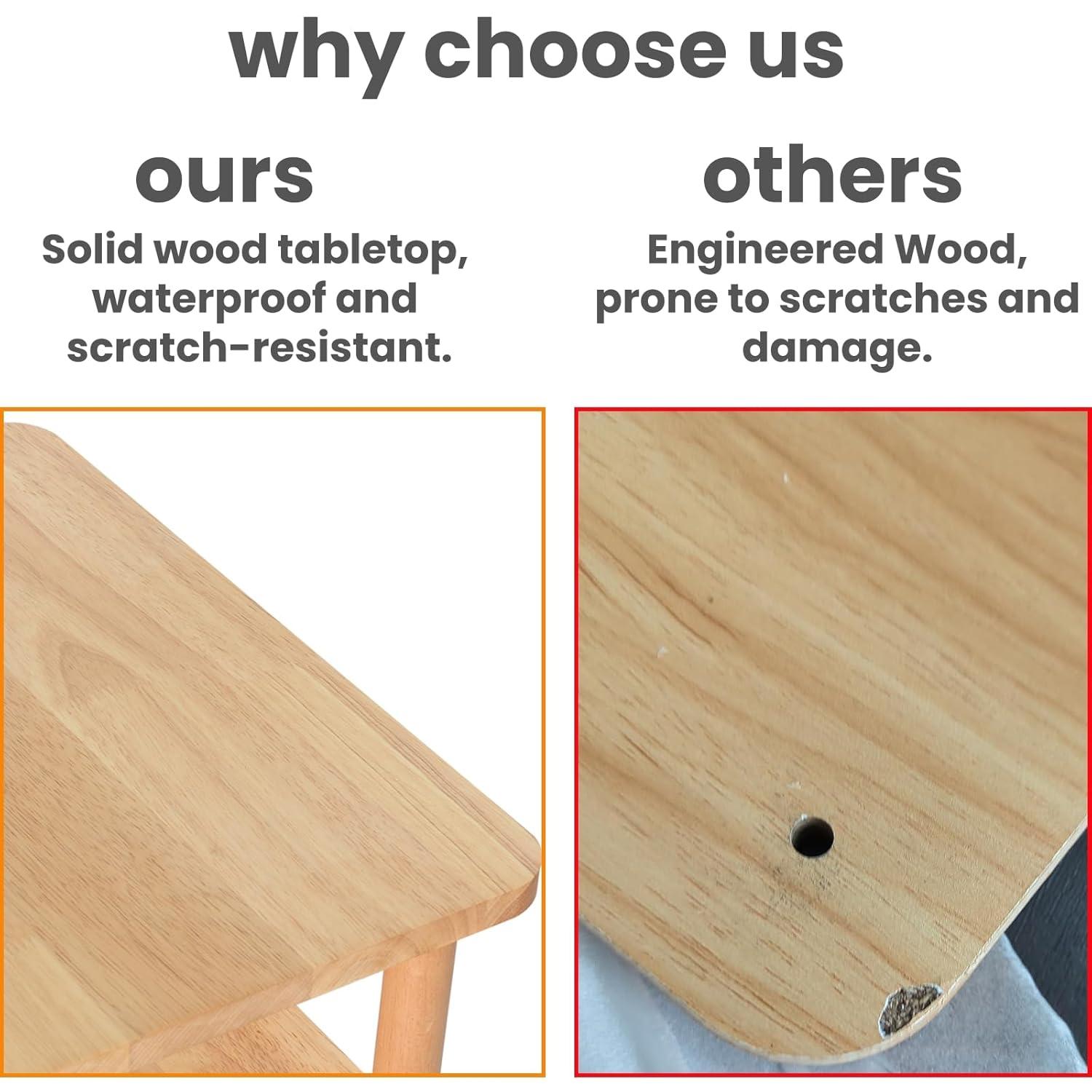 LUCKNOCK Solid Wood Side Table, 2-Tier Small End Table with Storage Shelf, Narrow Nightstand Bedside Table for Small Spaces, Bedroom, Living Room, Farmhouse, No-Tool Assembly.