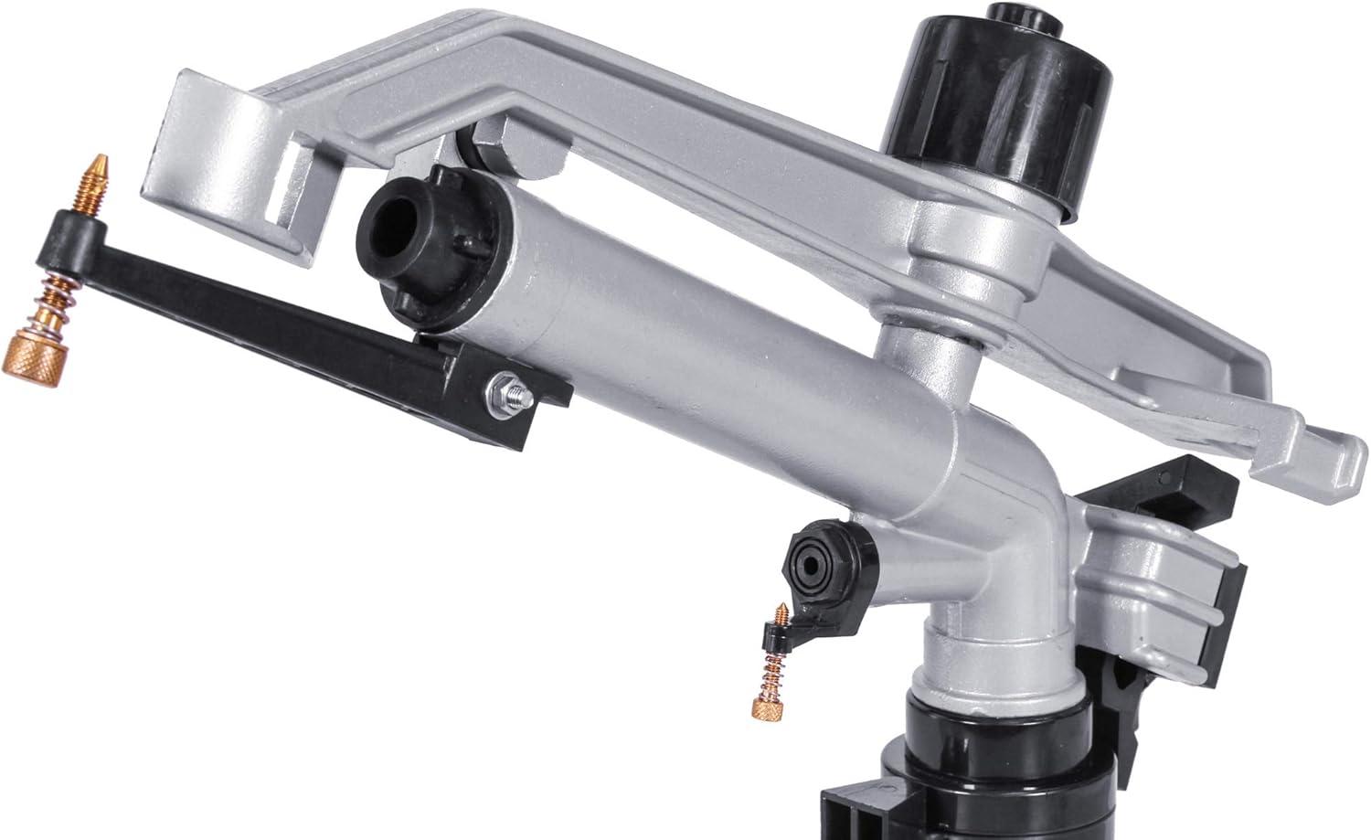 Silver and Black 1-1/2" FNPT Impact Mini-Gun Sprinkler with Brass Base